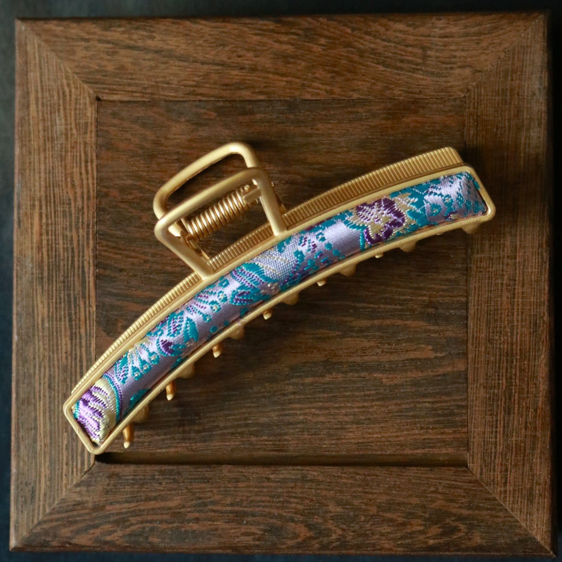 Hand Weaved Silk Hair Claw and Matching Earrings