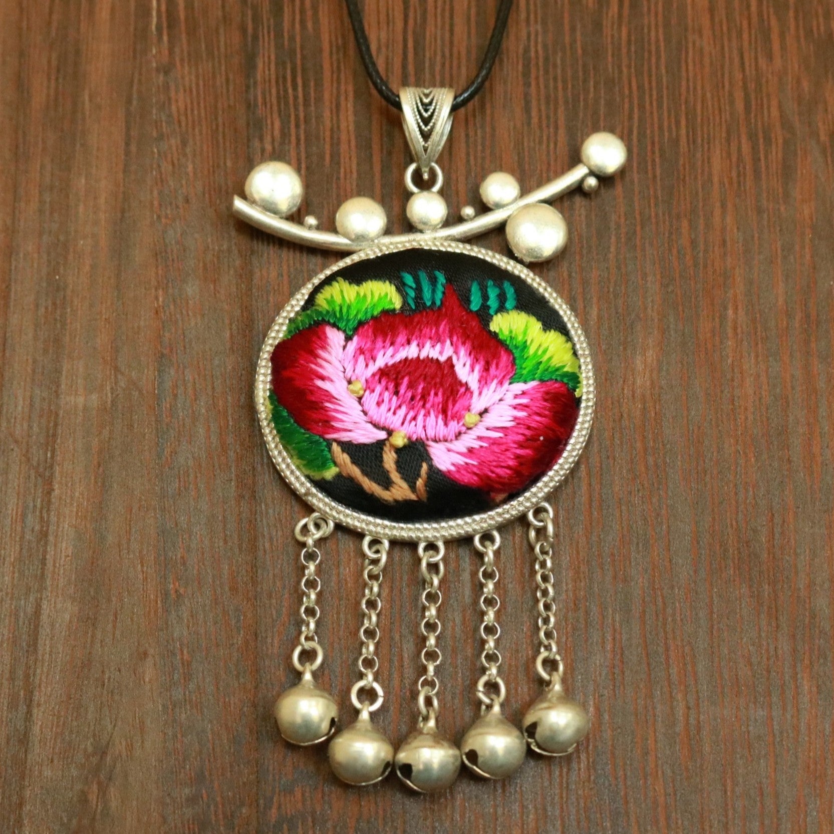 Pomegranates Joy Hand Embroidered Necklace