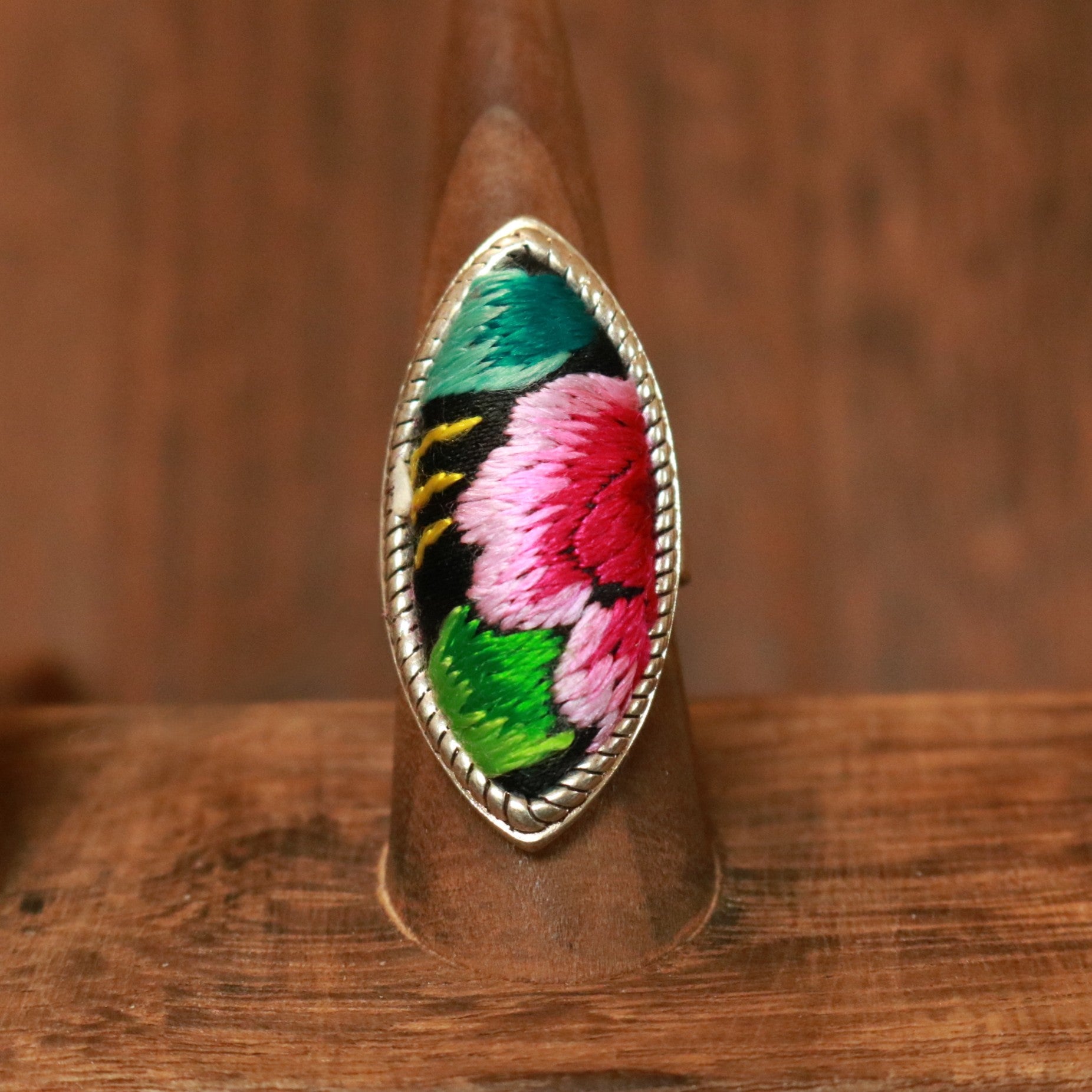 Fortune in a Finger Adjustable Embroidered Ring