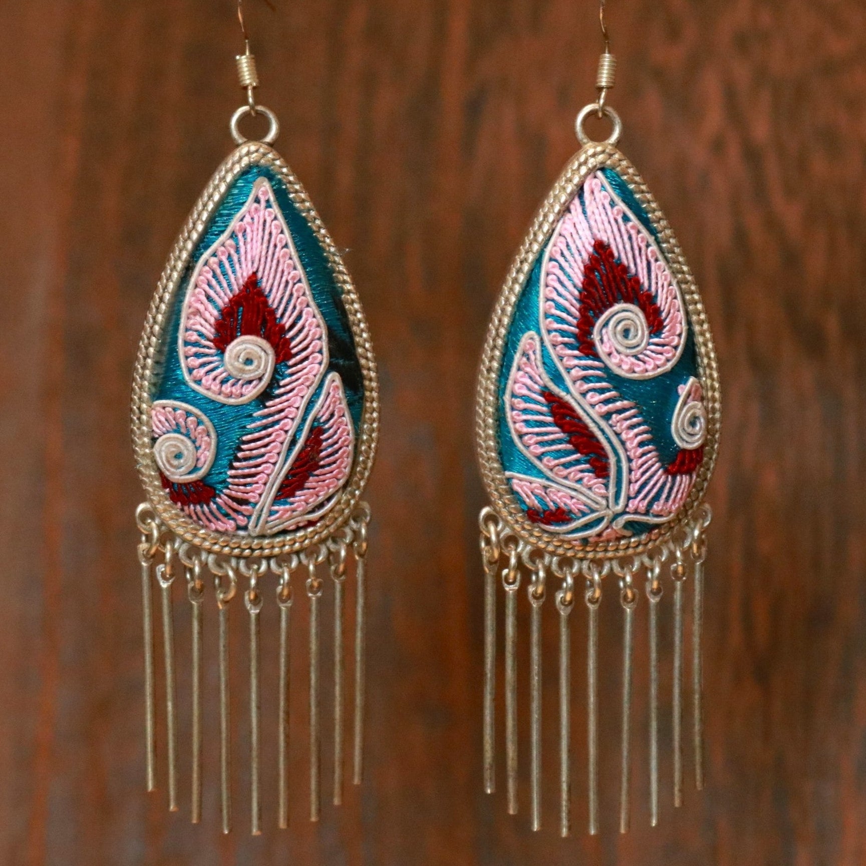 Raindrops Tassel Embroidered Earrings