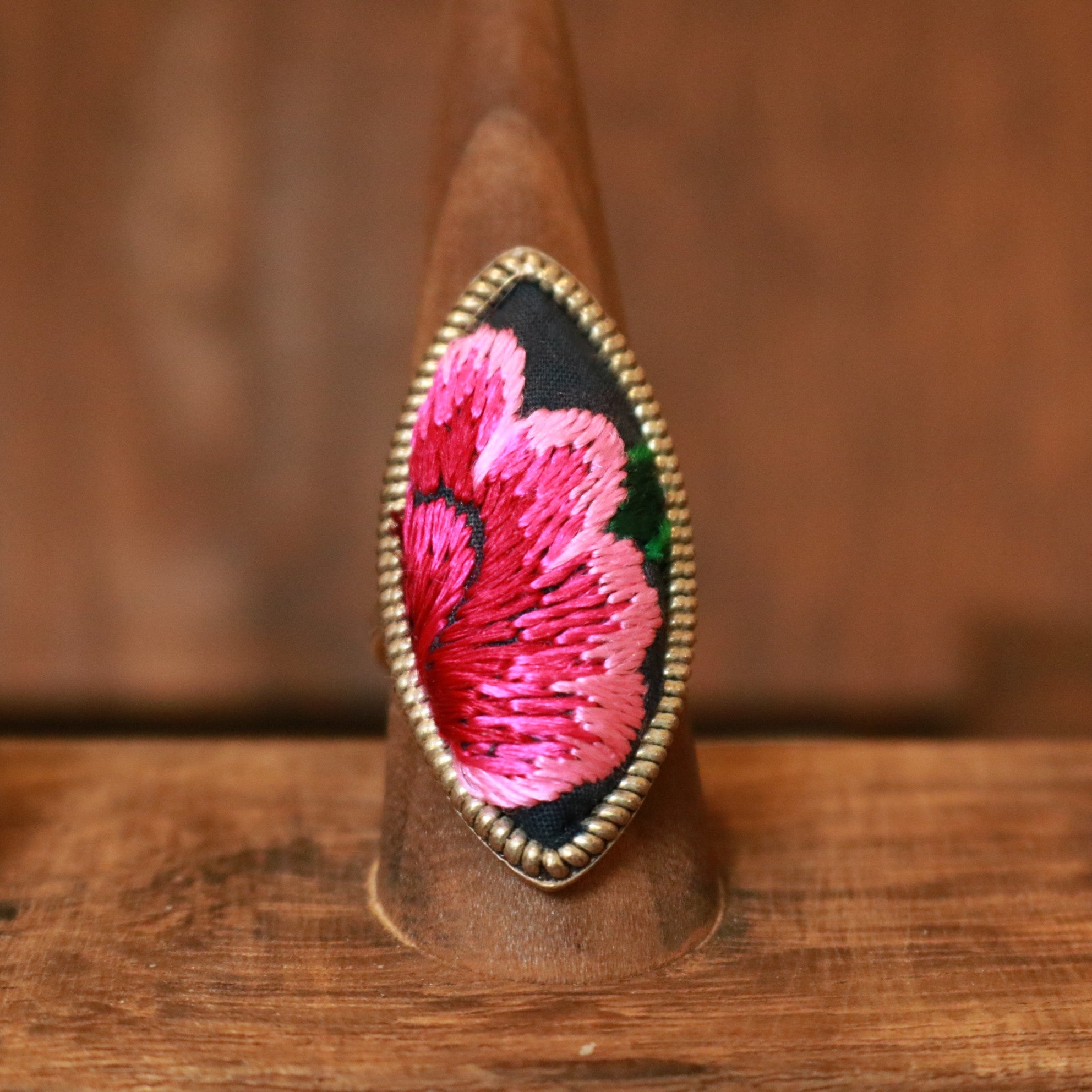 Fortune in a Finger Adjustable Embroidered Ring