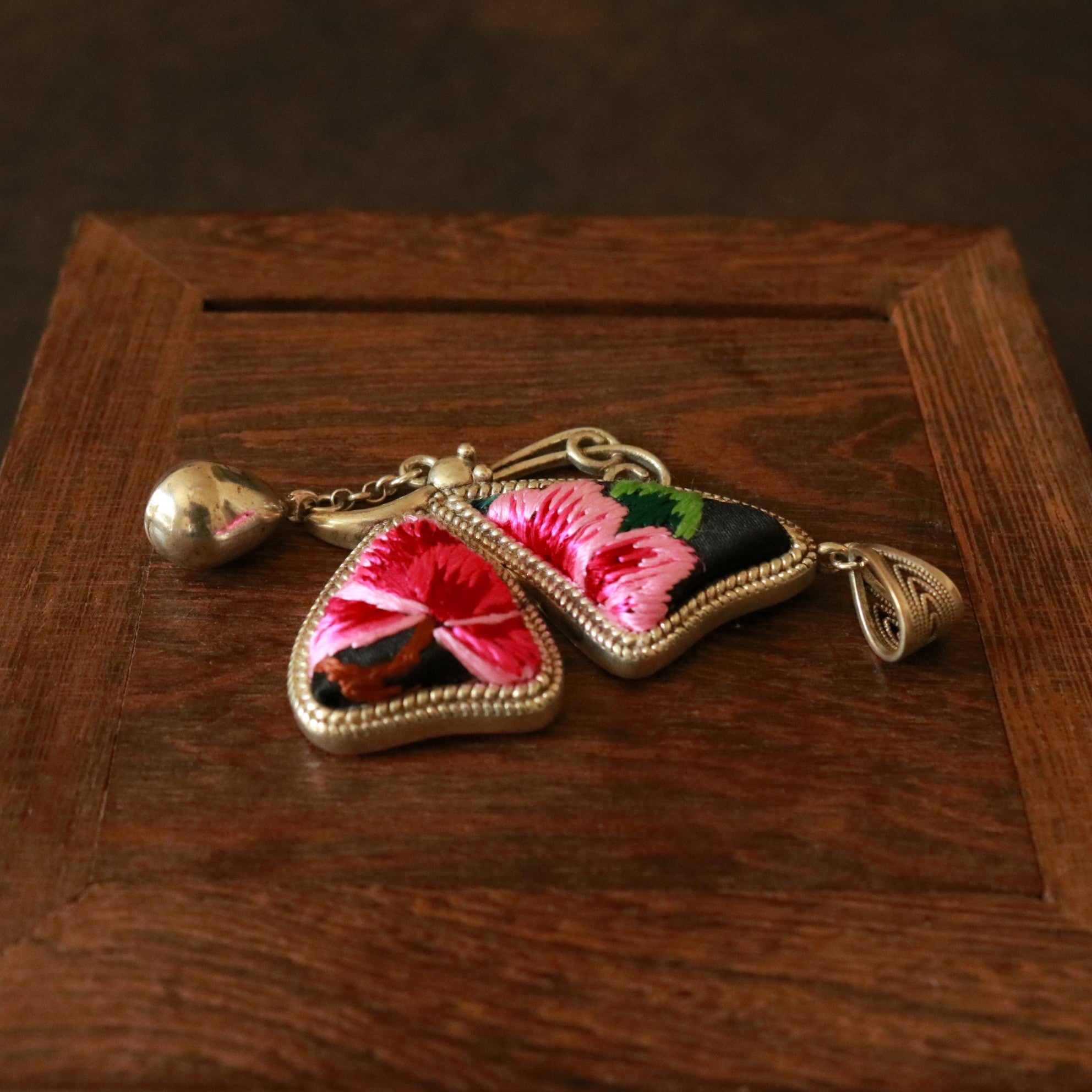 Wings of Grace Embroidered Butterfly Necklace