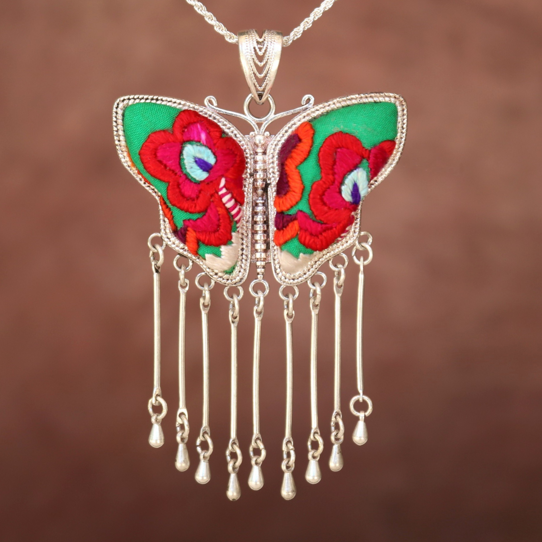 Butterfly Mother’s Whisper Hand Embroidered Necklace