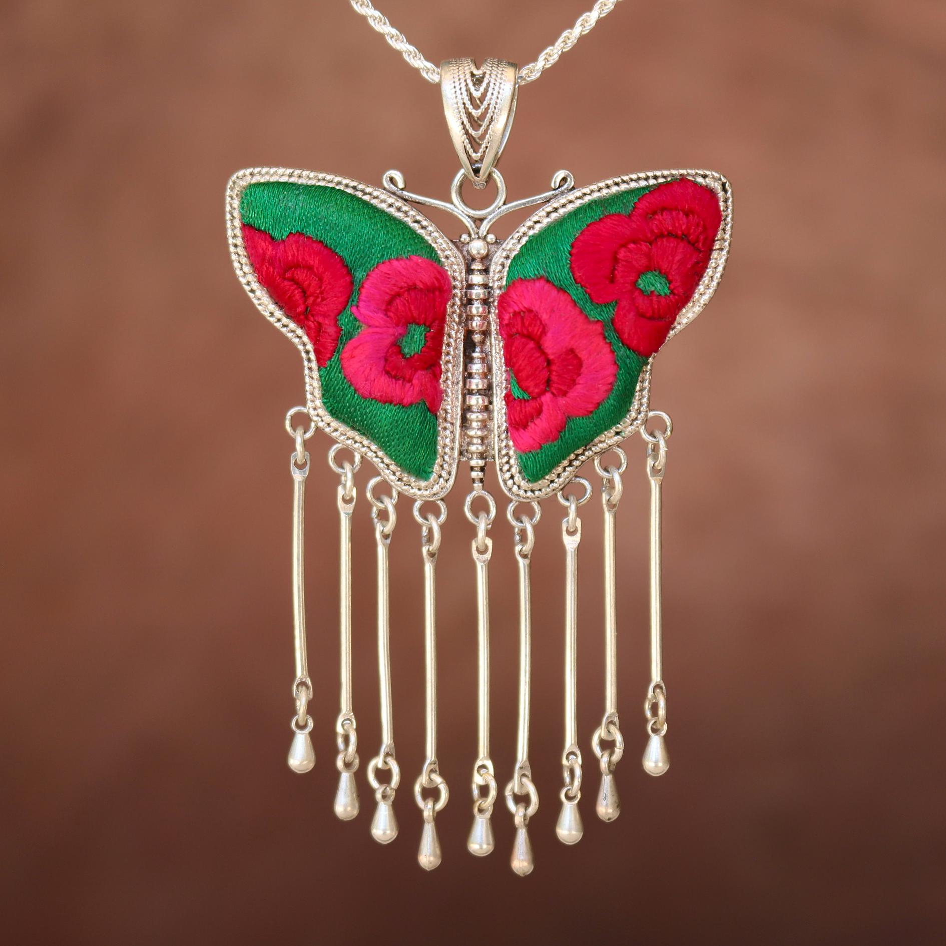 Butterfly Mother’s Whisper Hand Embroidered Necklace