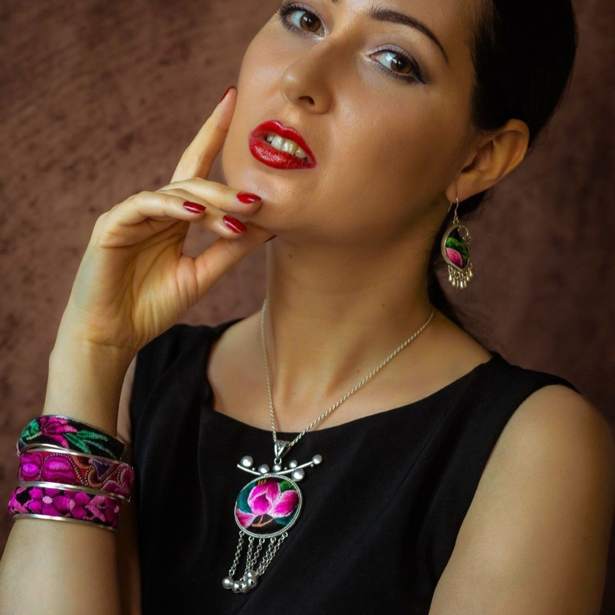 Pomegranates Joy Hand Embroidered Necklace