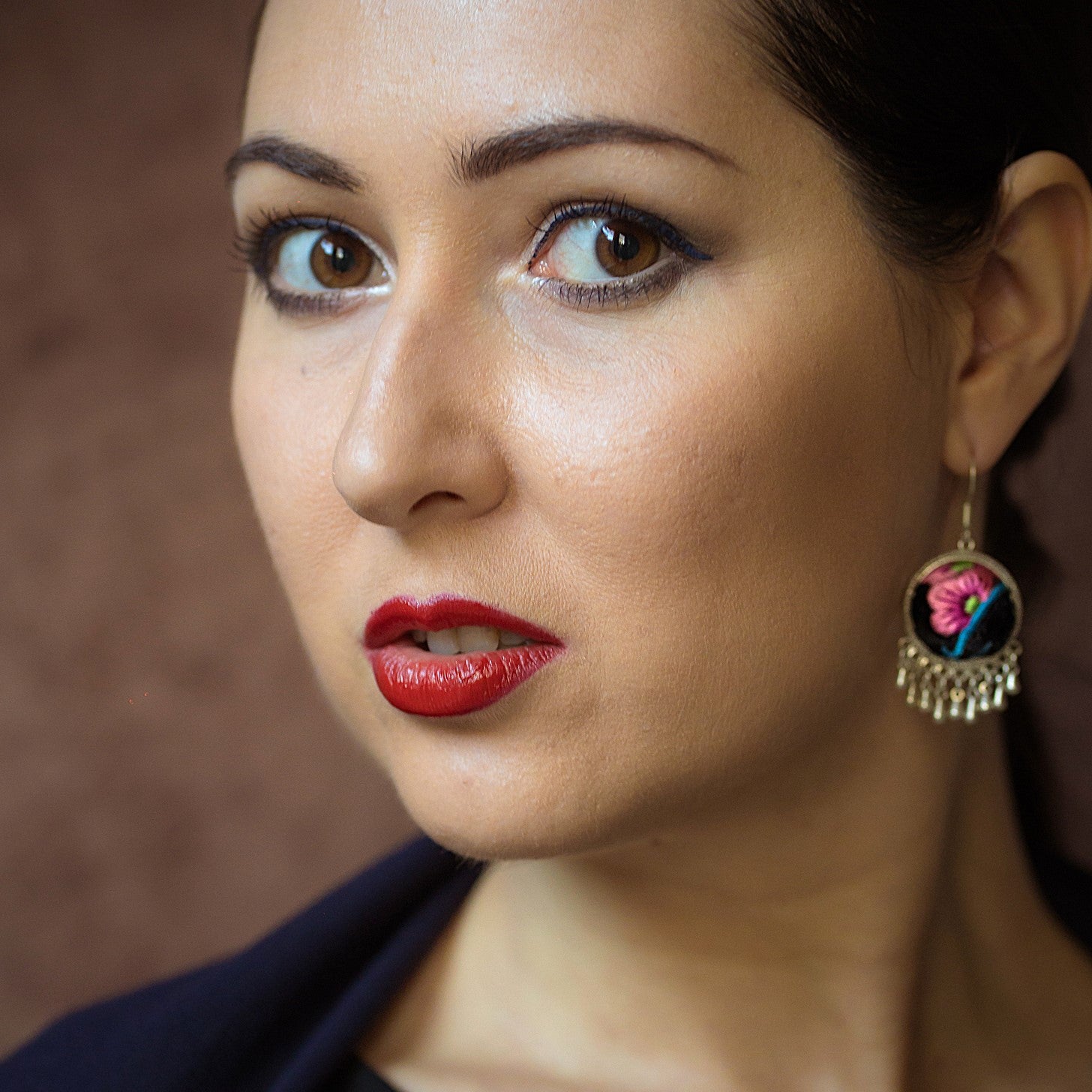 Circles of Joy Hand Embroidered Teardrop Earrings