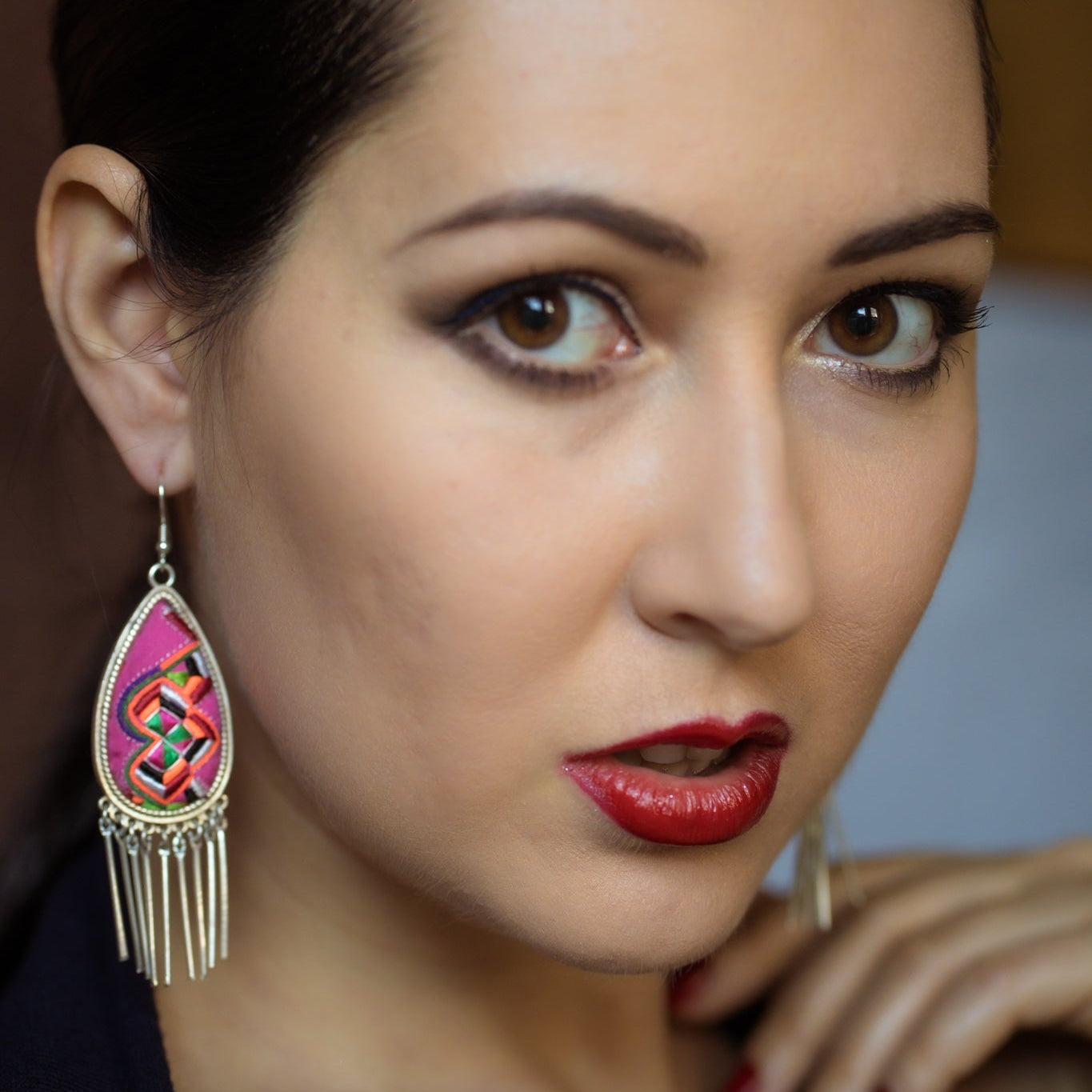 Raindrops Tassel Embroidered Earrings