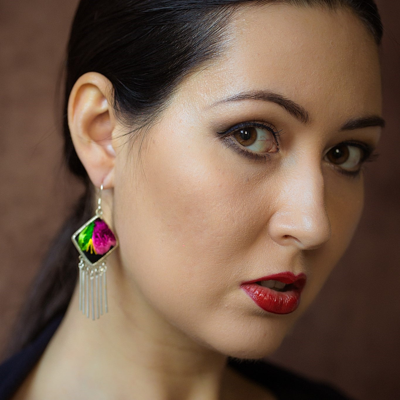 Dazzling Diva Embroidered Tassel Earrings