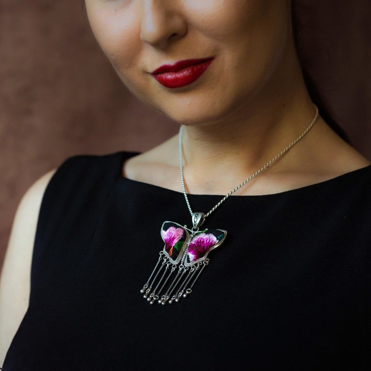 Butterfly Mother’s Whisper Hand Embroidered Necklace