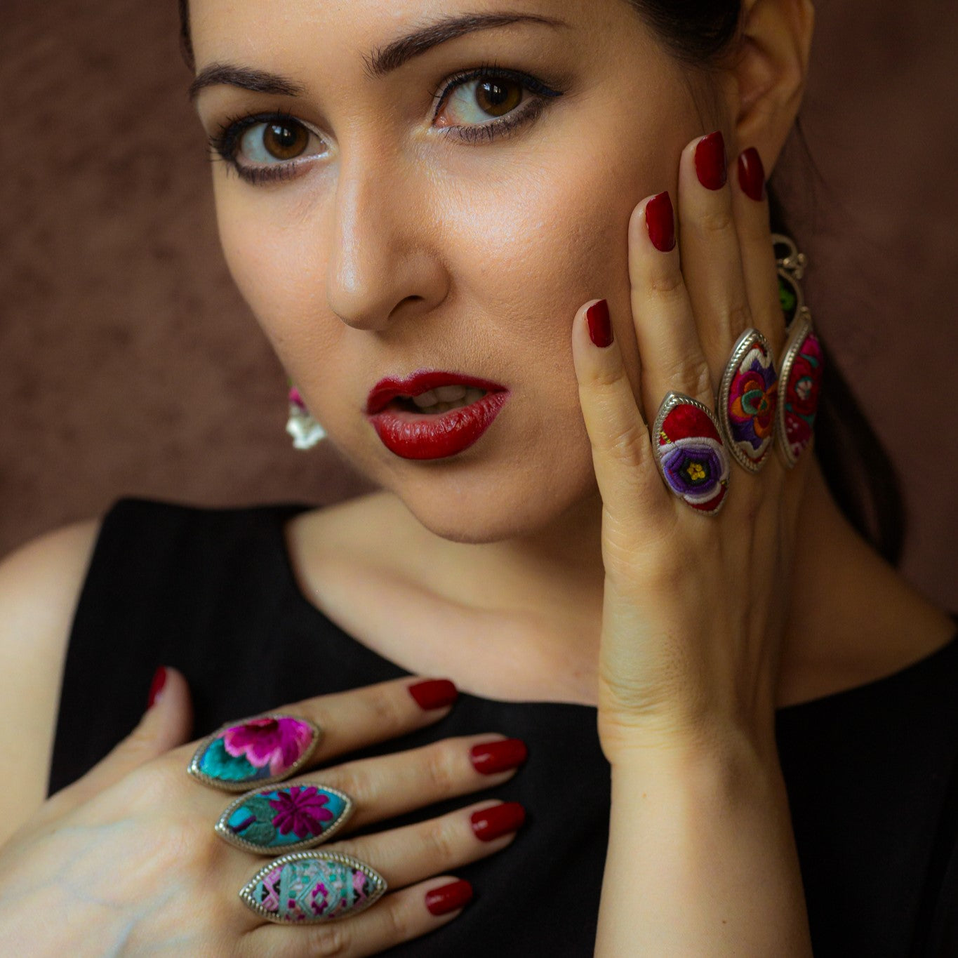 Fortune in a Finger Adjustable Embroidered Ring