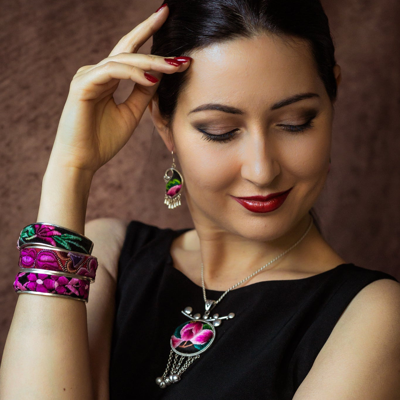 Pomegranates Joy Hand Embroidered Necklace