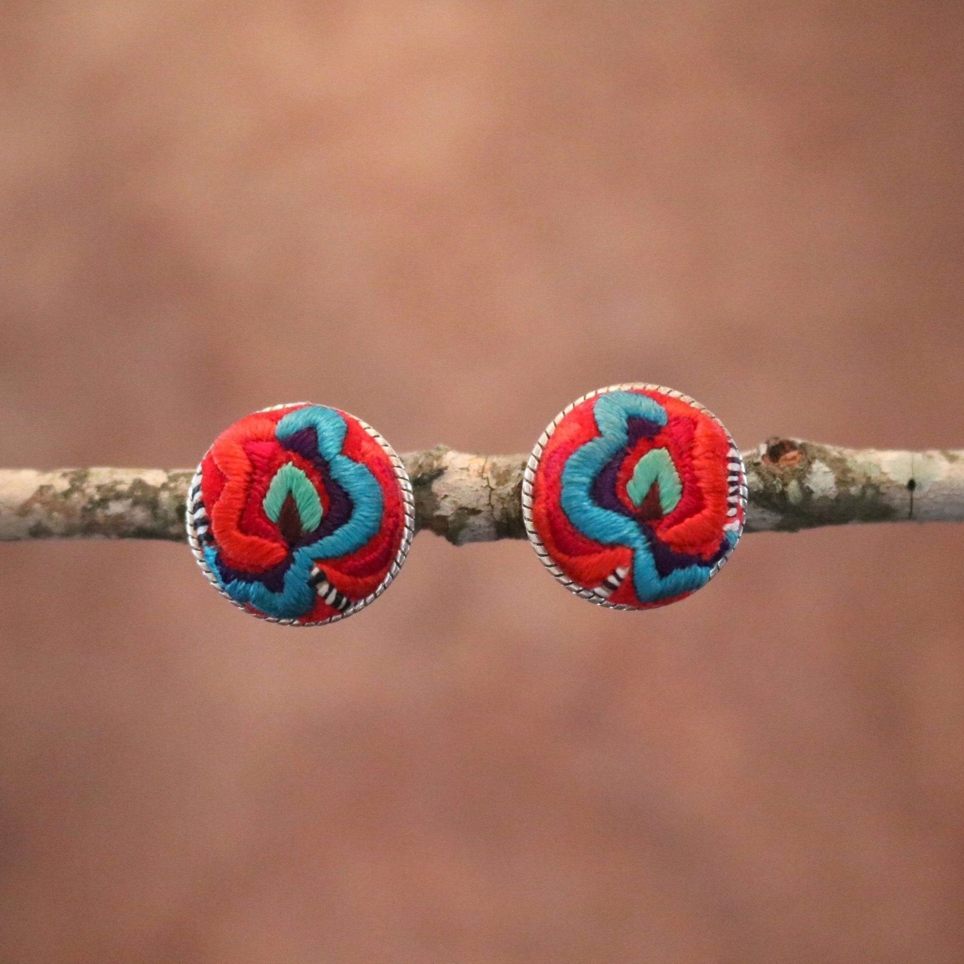 Infinity Circlets Hand Embroidered Stud Earrings