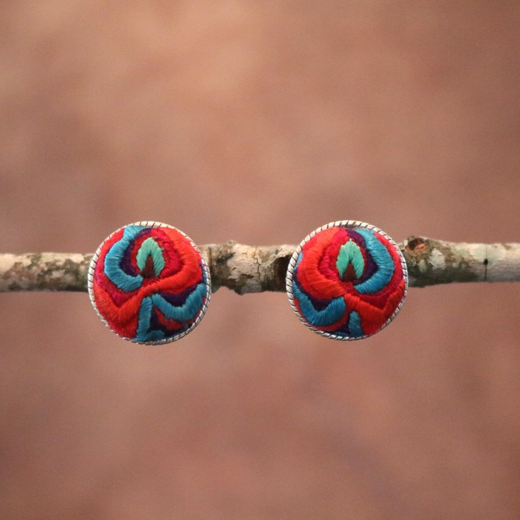 Infinity Circlets Hand Embroidered Stud Earrings