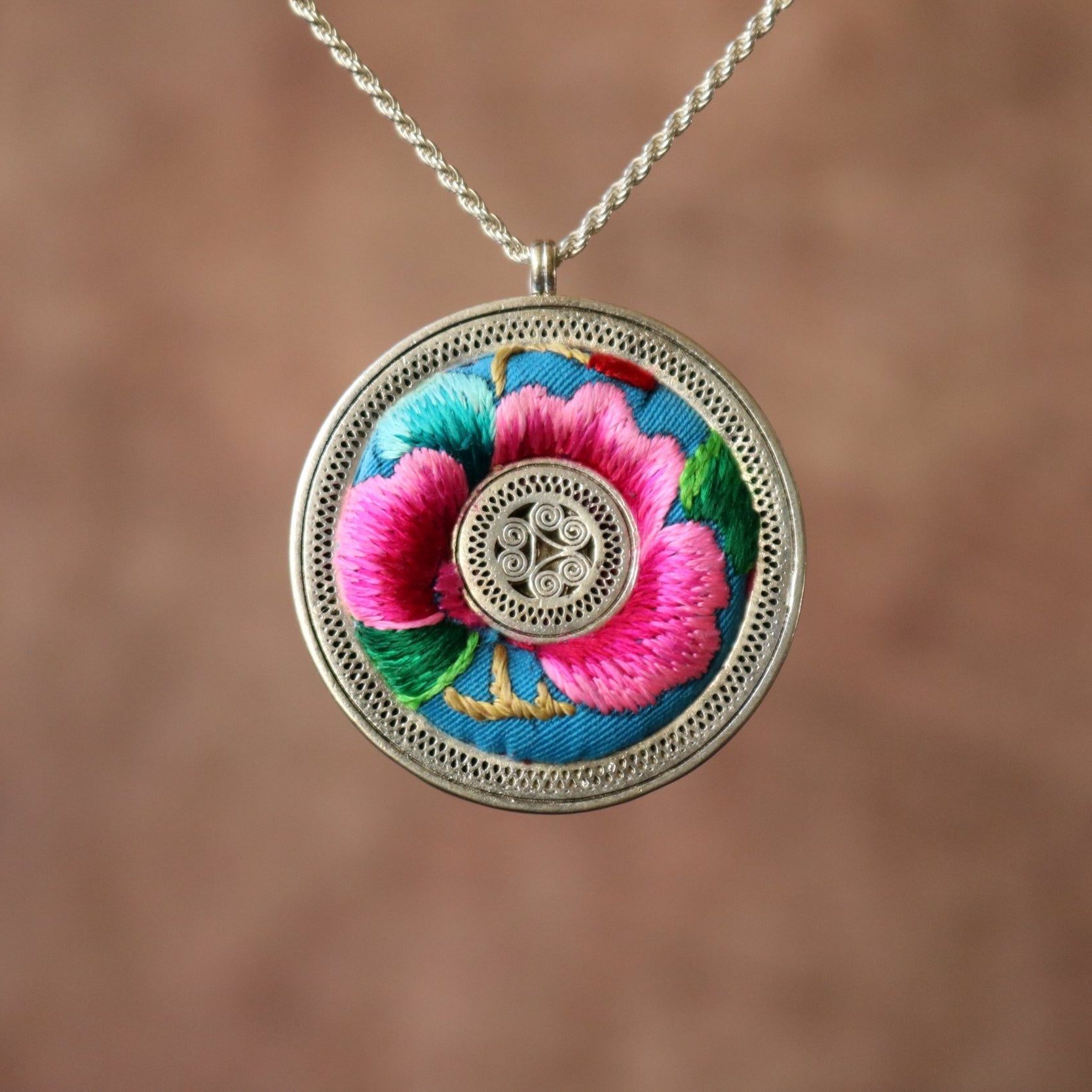 Whispering Filigree Embroidered Necklace