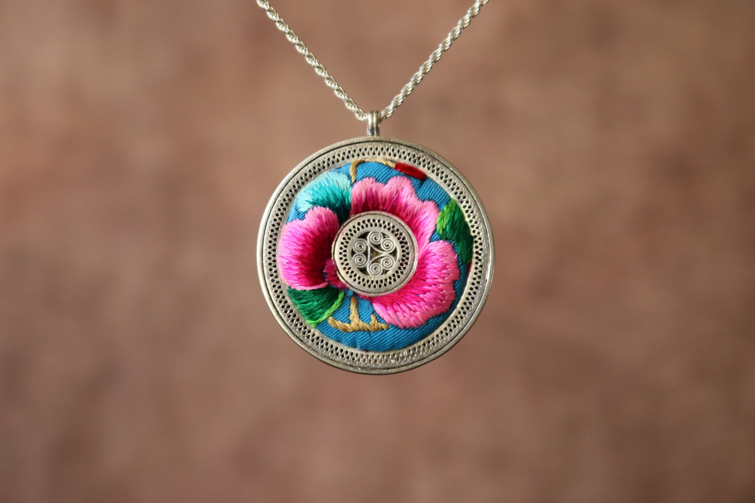 Whispering Filigree Embroidered Necklace