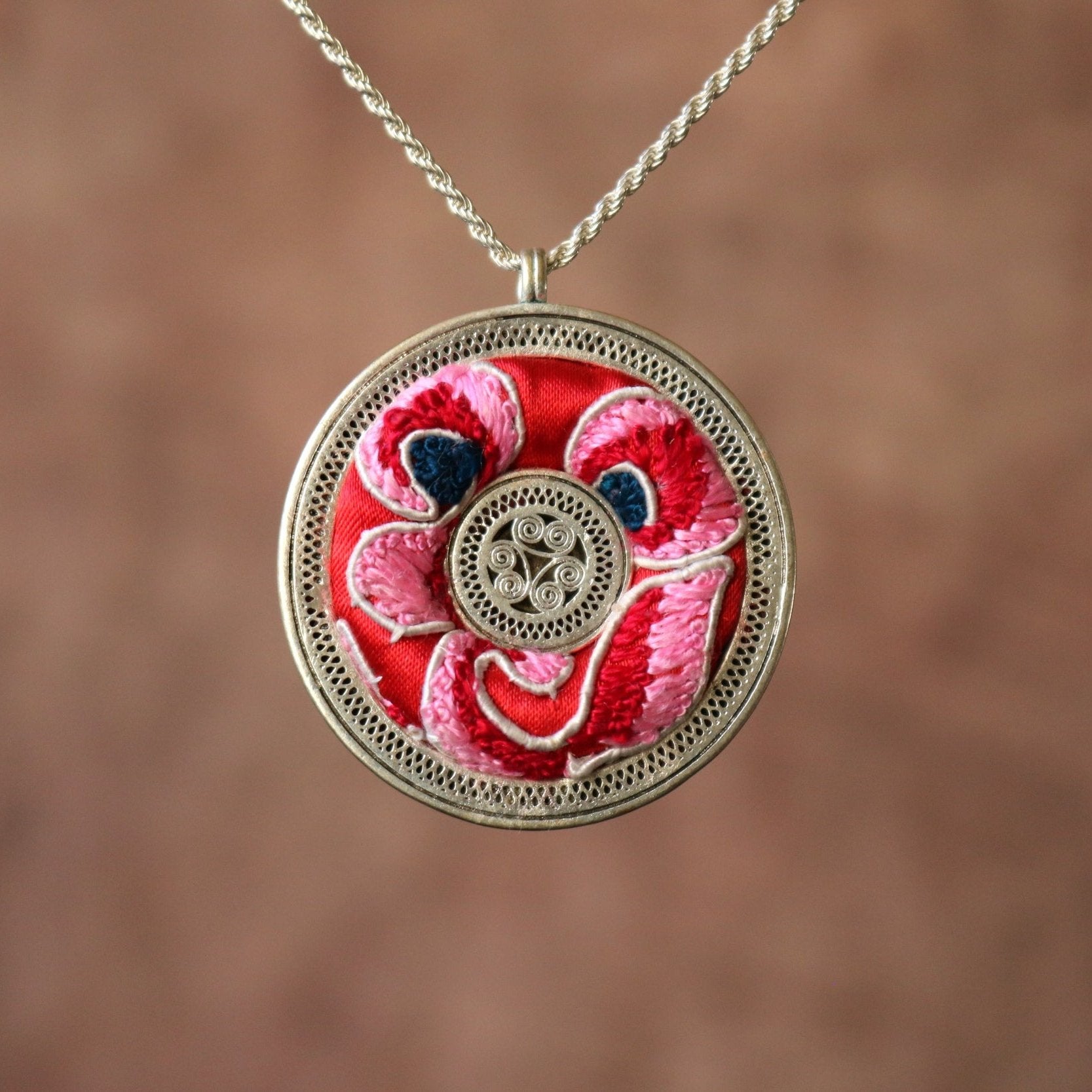 Whispering Filigree Hand Embroidered Necklace