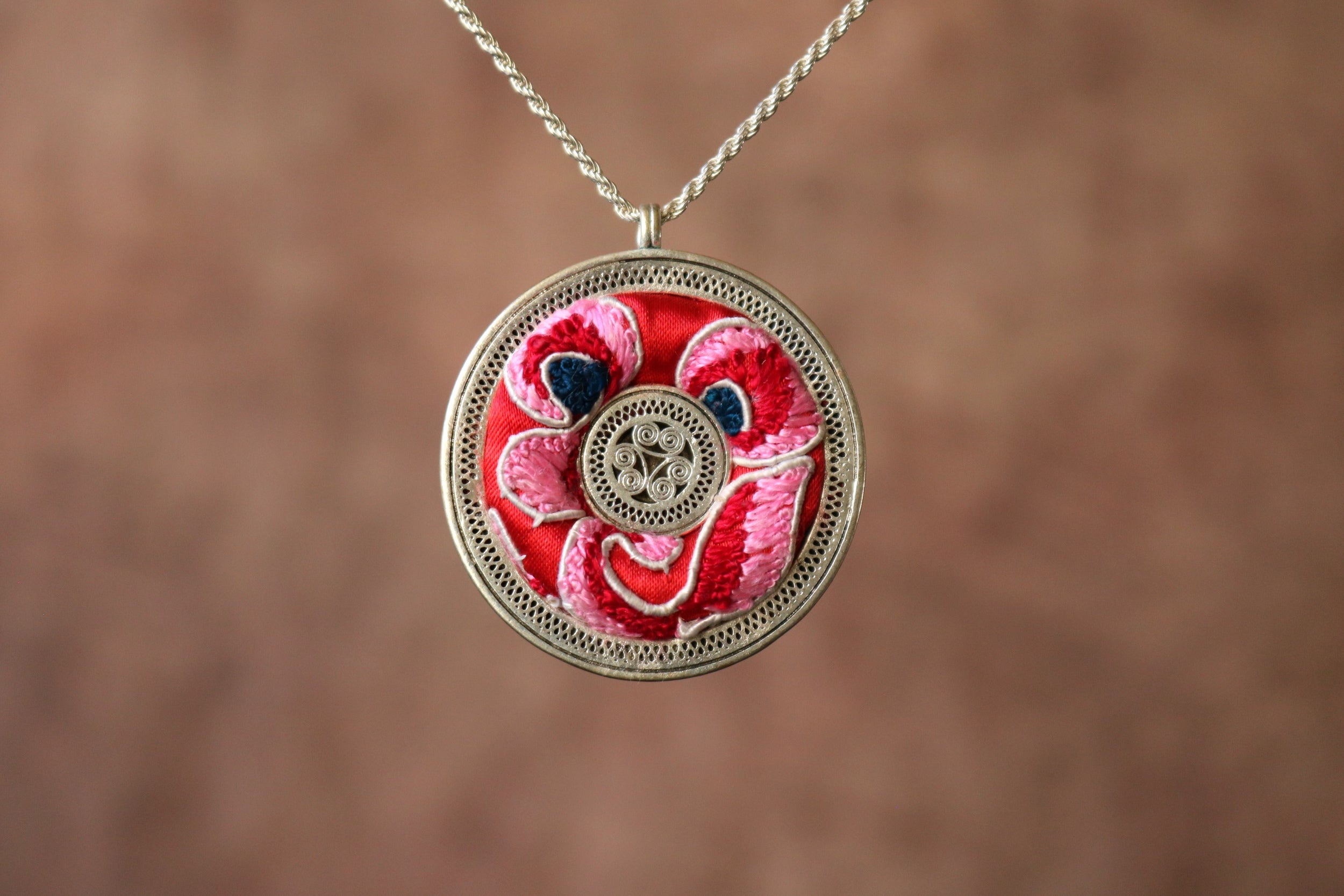 Whispering Filigree Embroidered Necklace