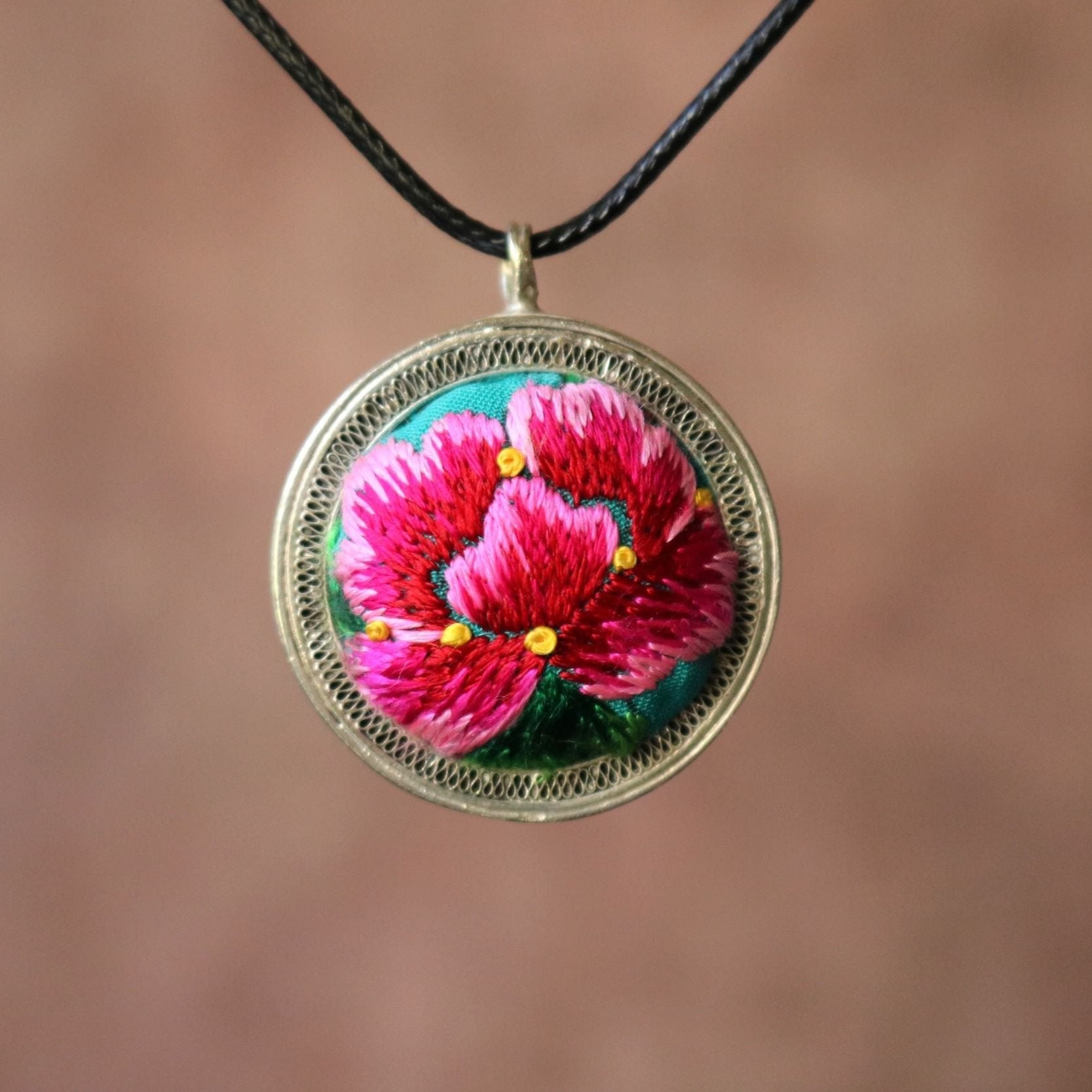 Symphony in Filigree Hand Embroidered Necklace