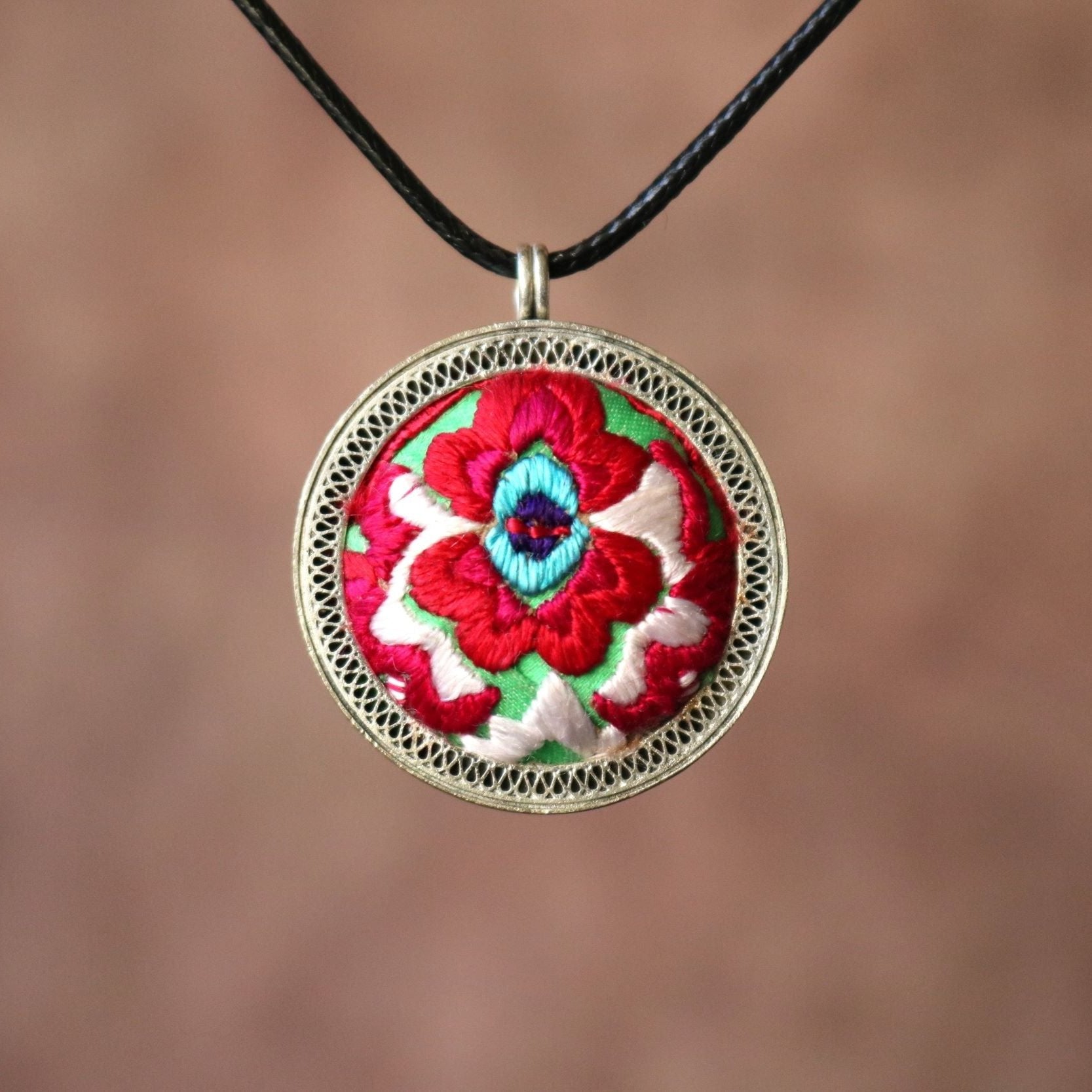 Symphony in Filigree Hand Embroidered Necklace