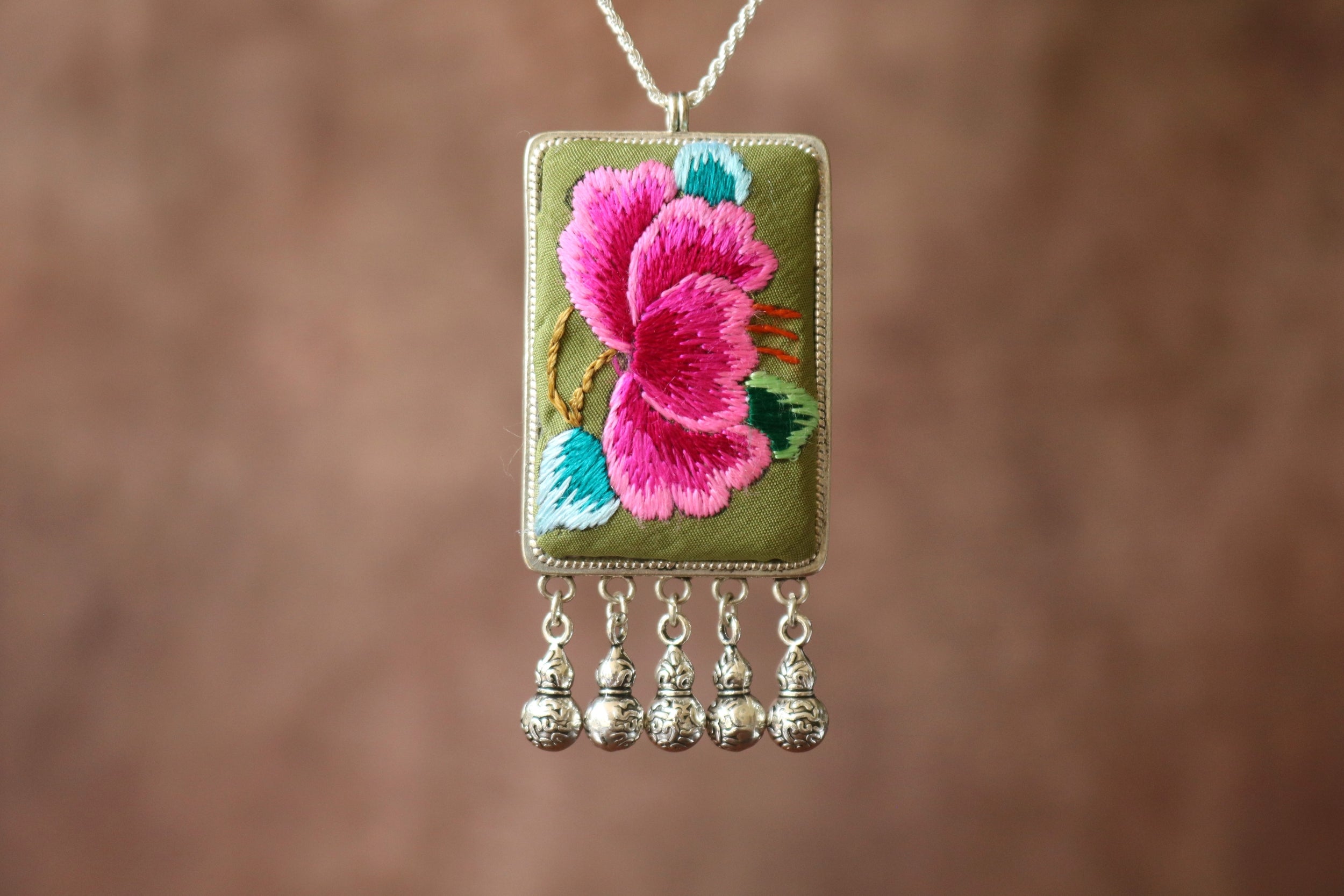 Fortune Tablet Embroidered Necklace