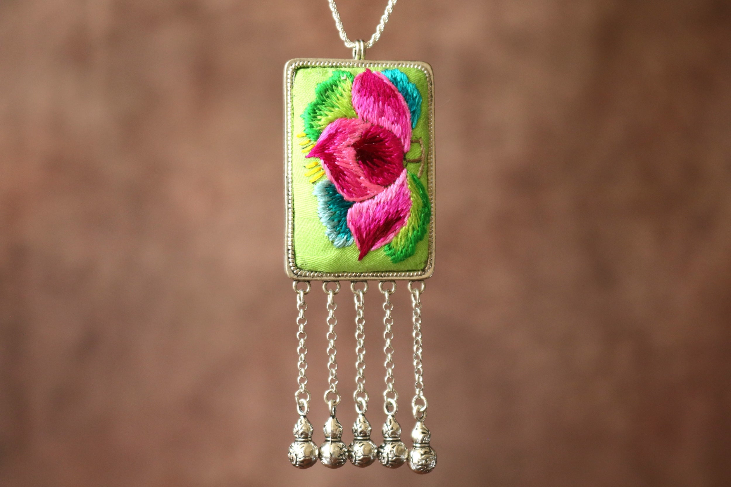 Fortune Tablet Embroidered Necklace