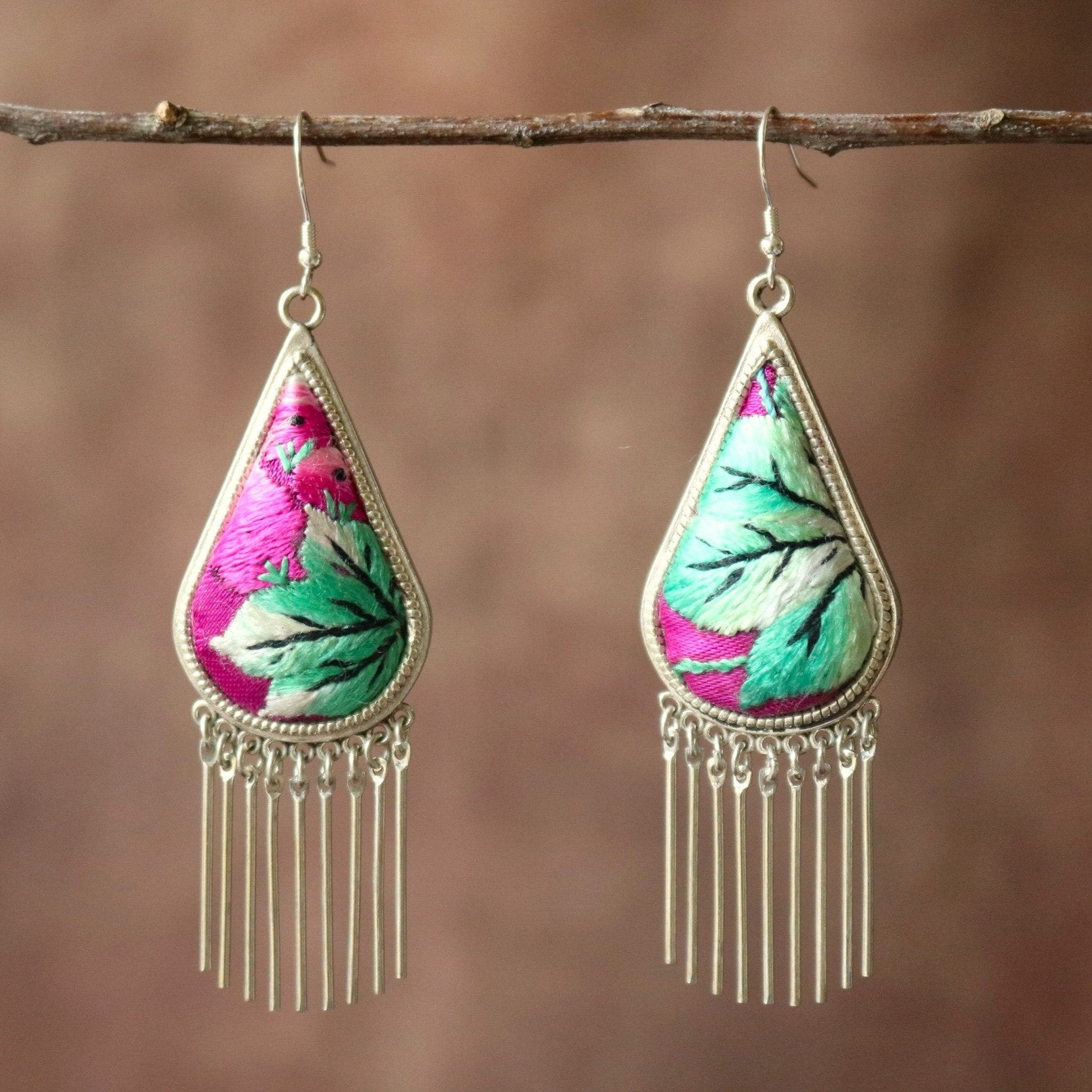 Raindrops Tassel Hand Embroidered Earrings