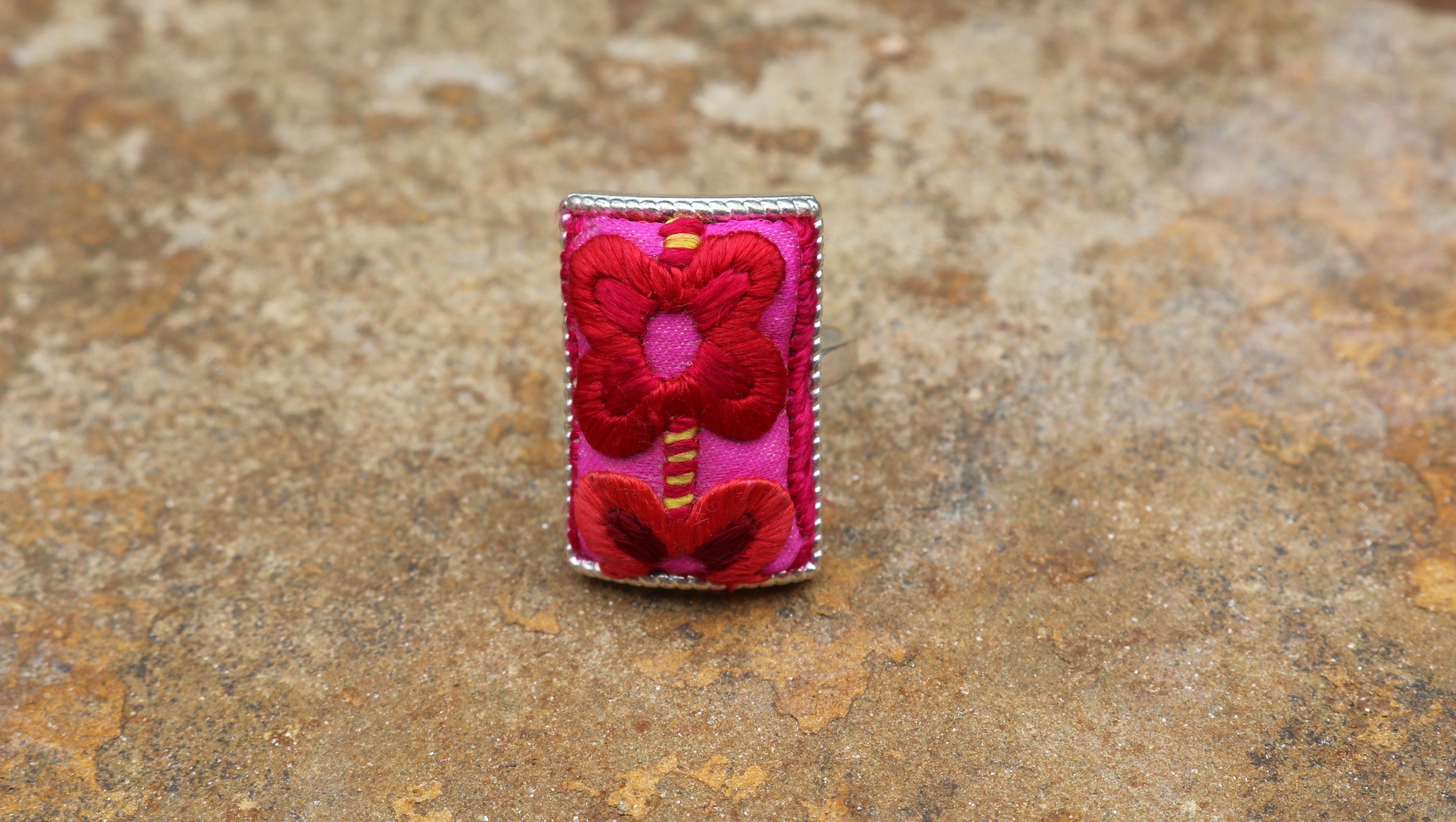 Whispering Love Adjustable Embroidered Ring