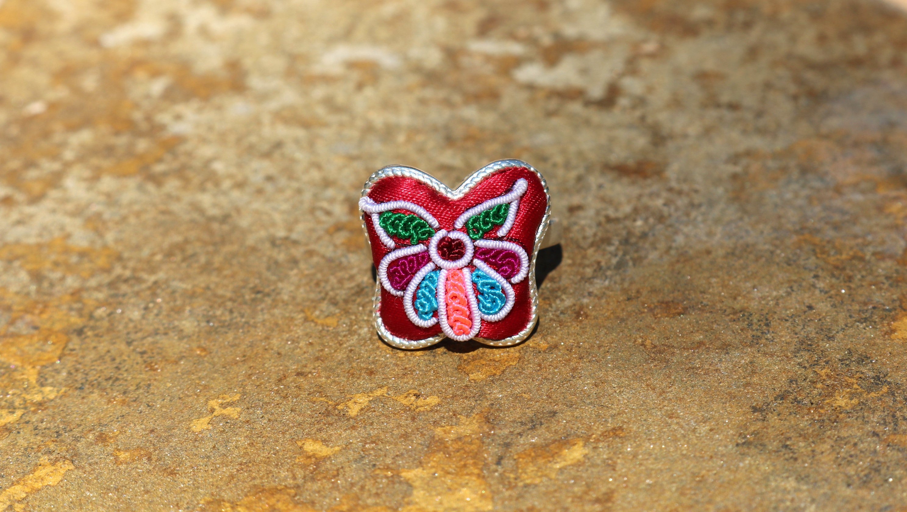 Butterfly Mother's Embrace Embroidered Ring SS 999