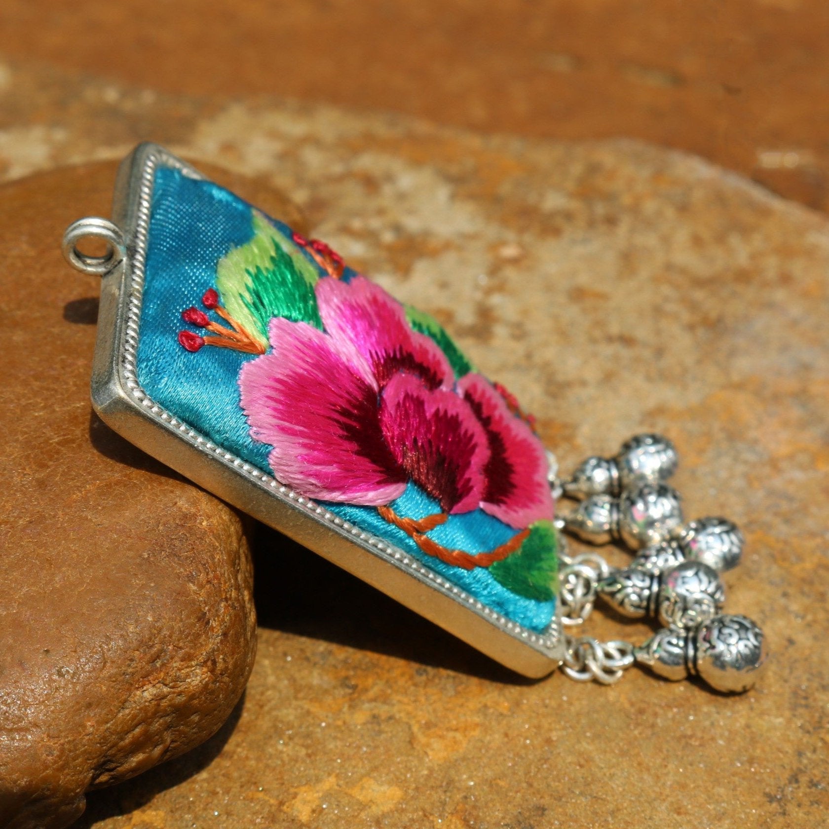 Eternal Fortune Tablet Hand Embroidered Necklace