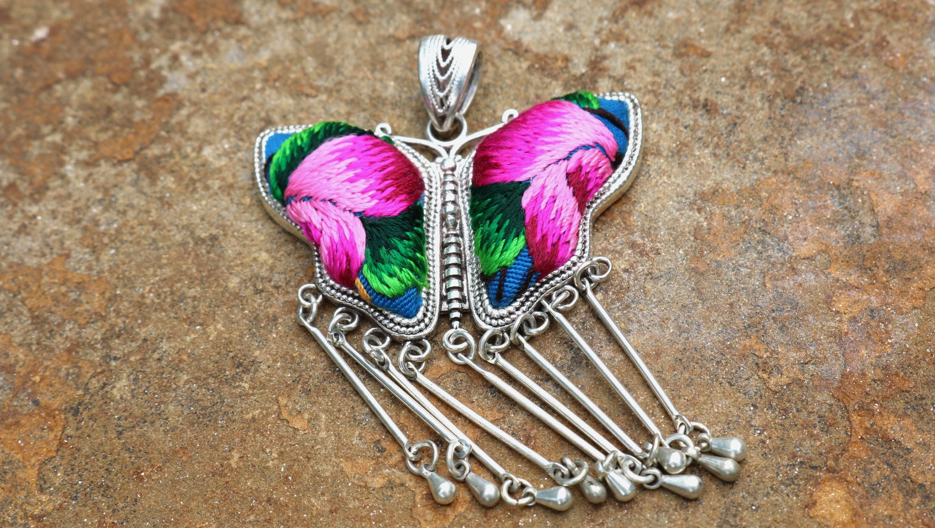 Butterfly Mother’s Whisper Embroidered Necklace