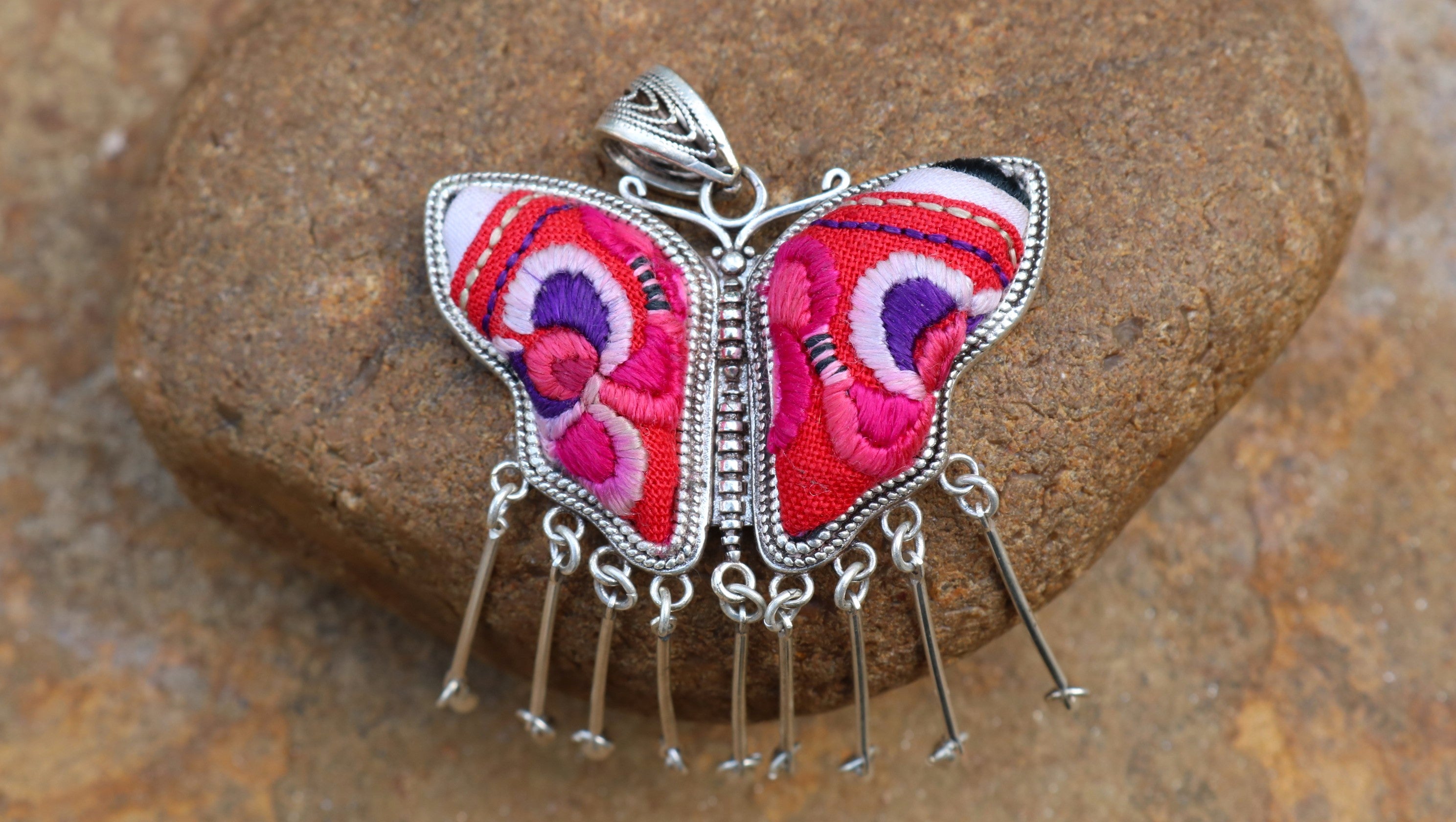 Butterfly Mother’s Whisper Embroidered Necklace