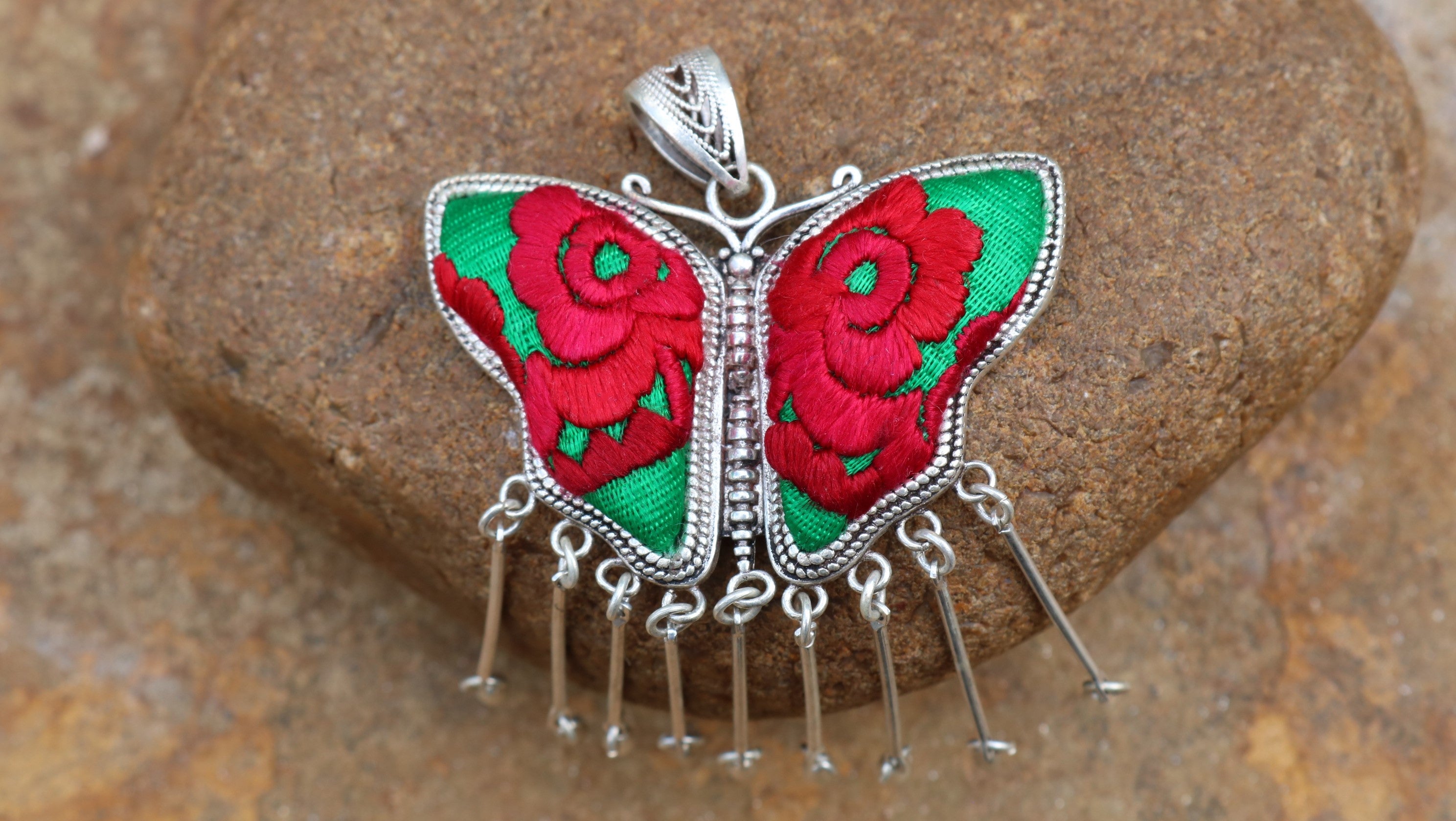 Butterfly Mother’s Whisper Embroidered Necklace