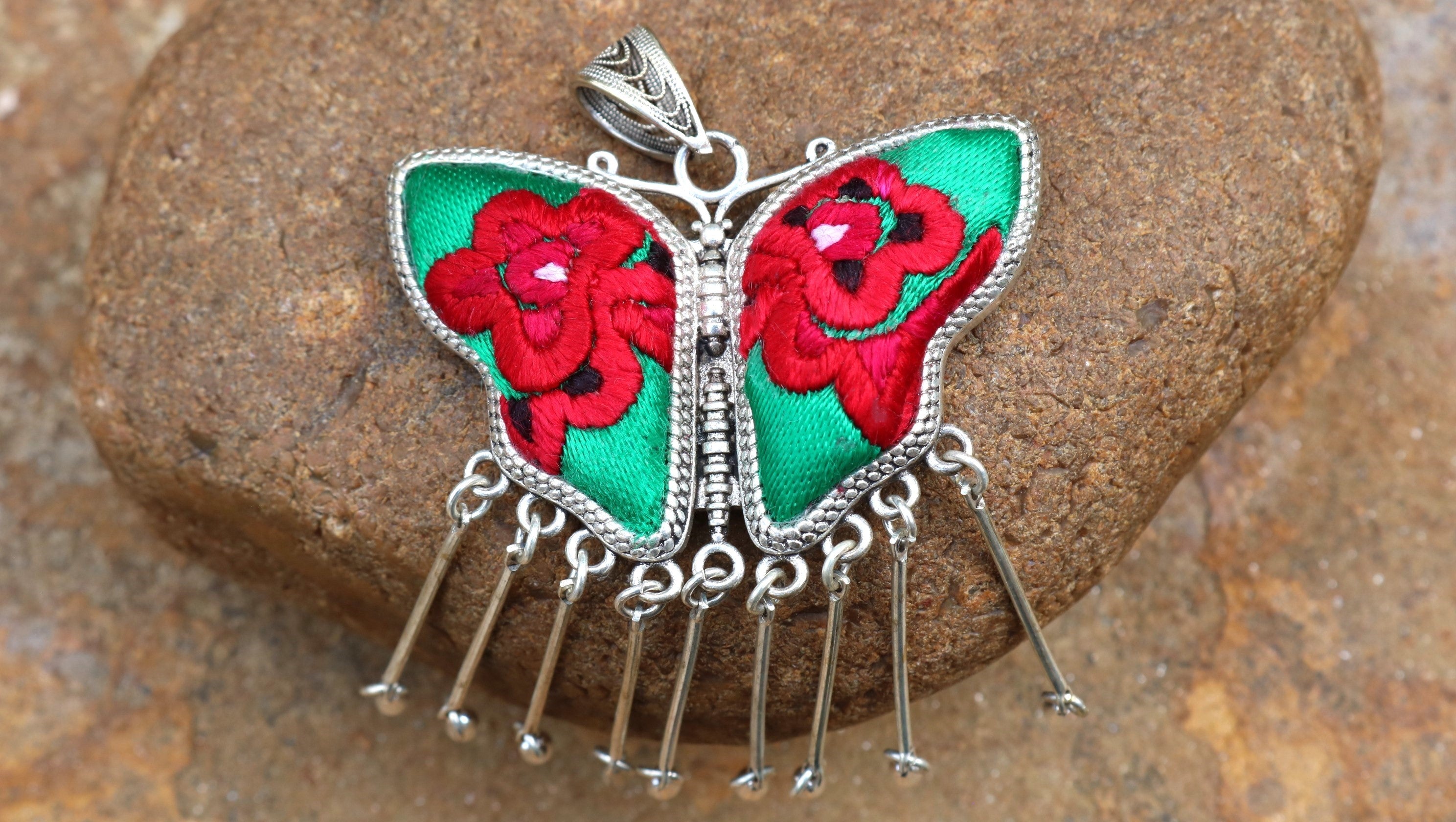 Butterfly Mother’s Whisper Embroidered Necklace