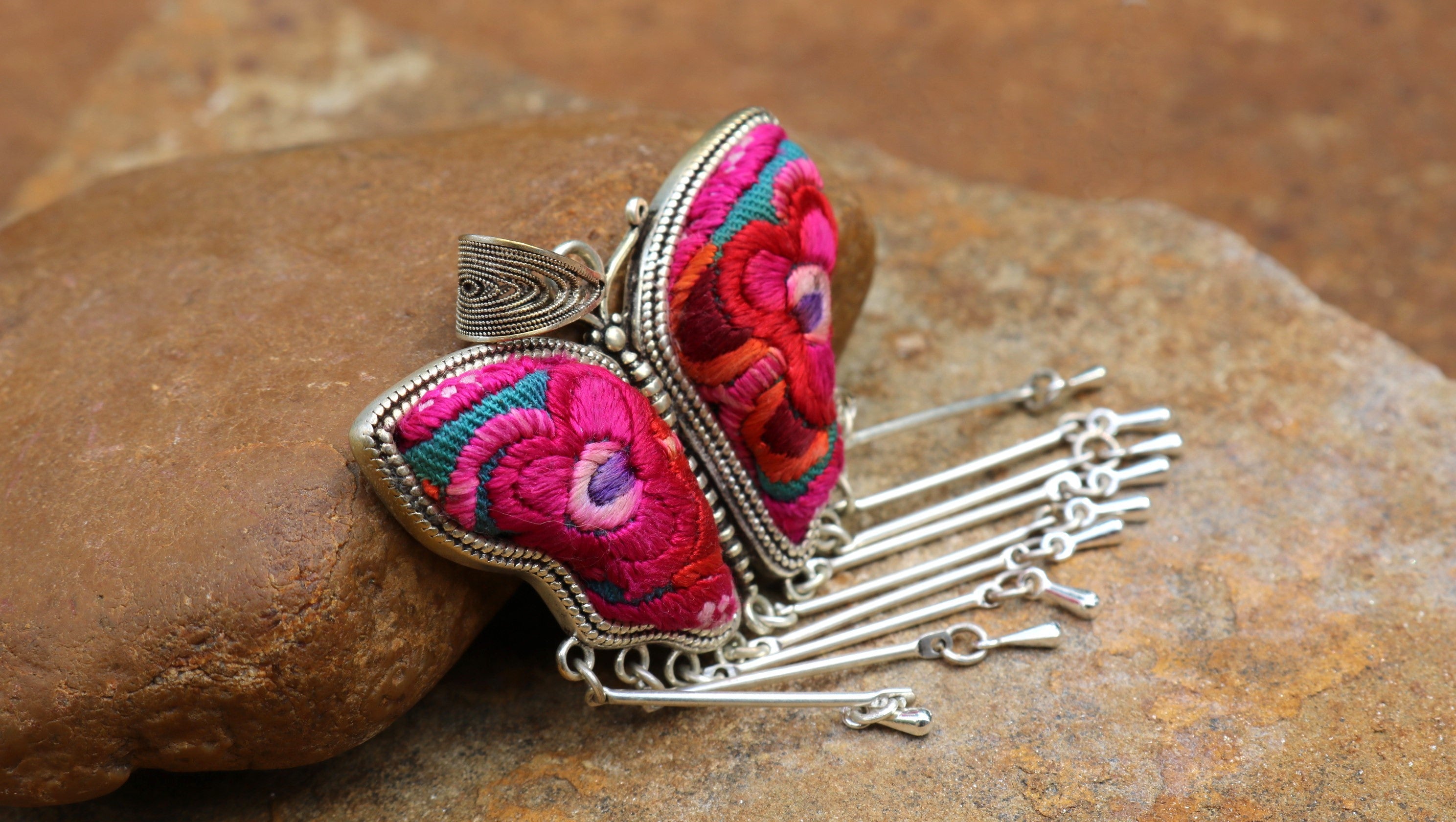 Butterfly Mother’s Whisper Embroidered Necklace