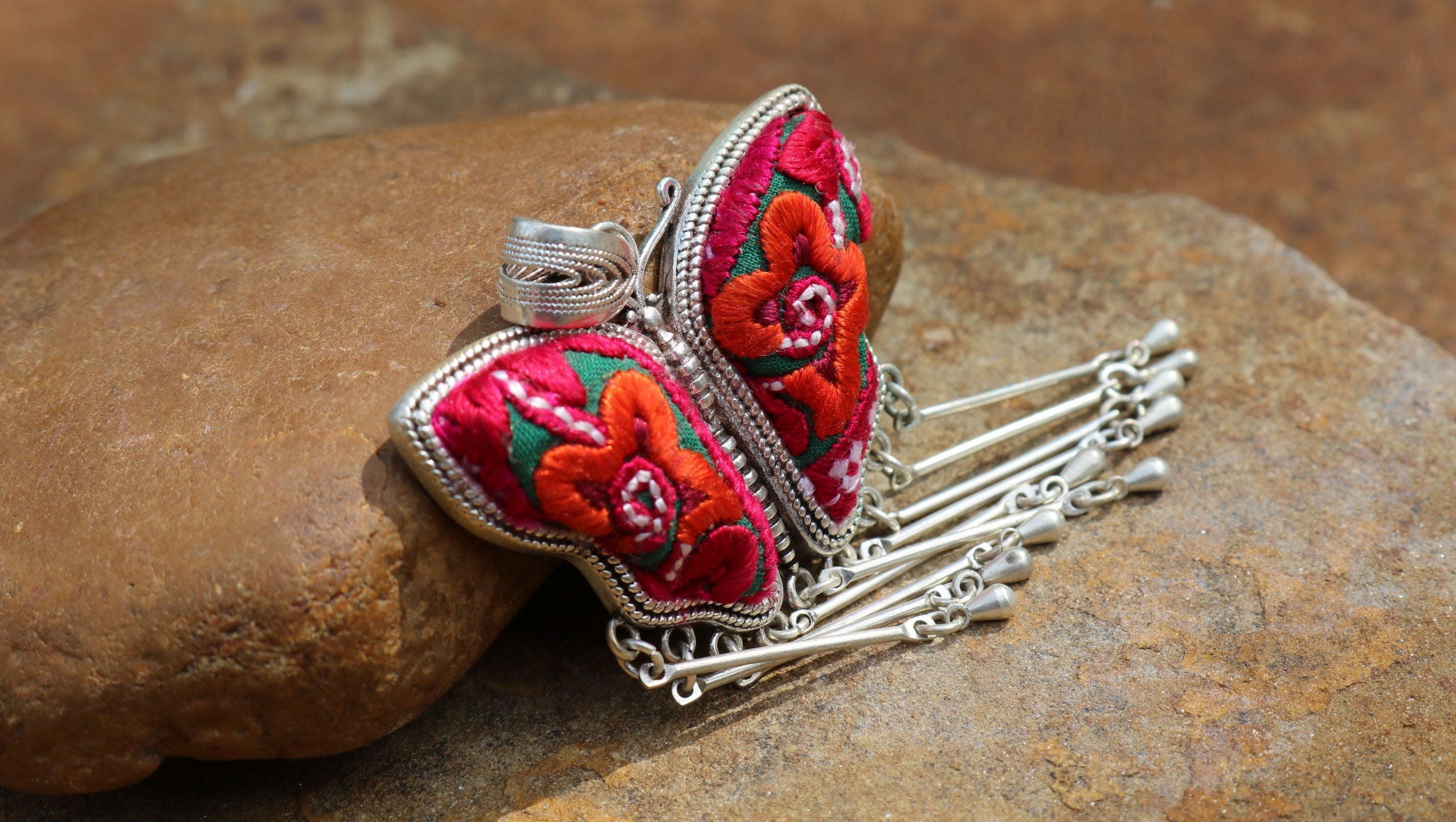 Butterfly Mother’s Whisper Embroidered Necklace