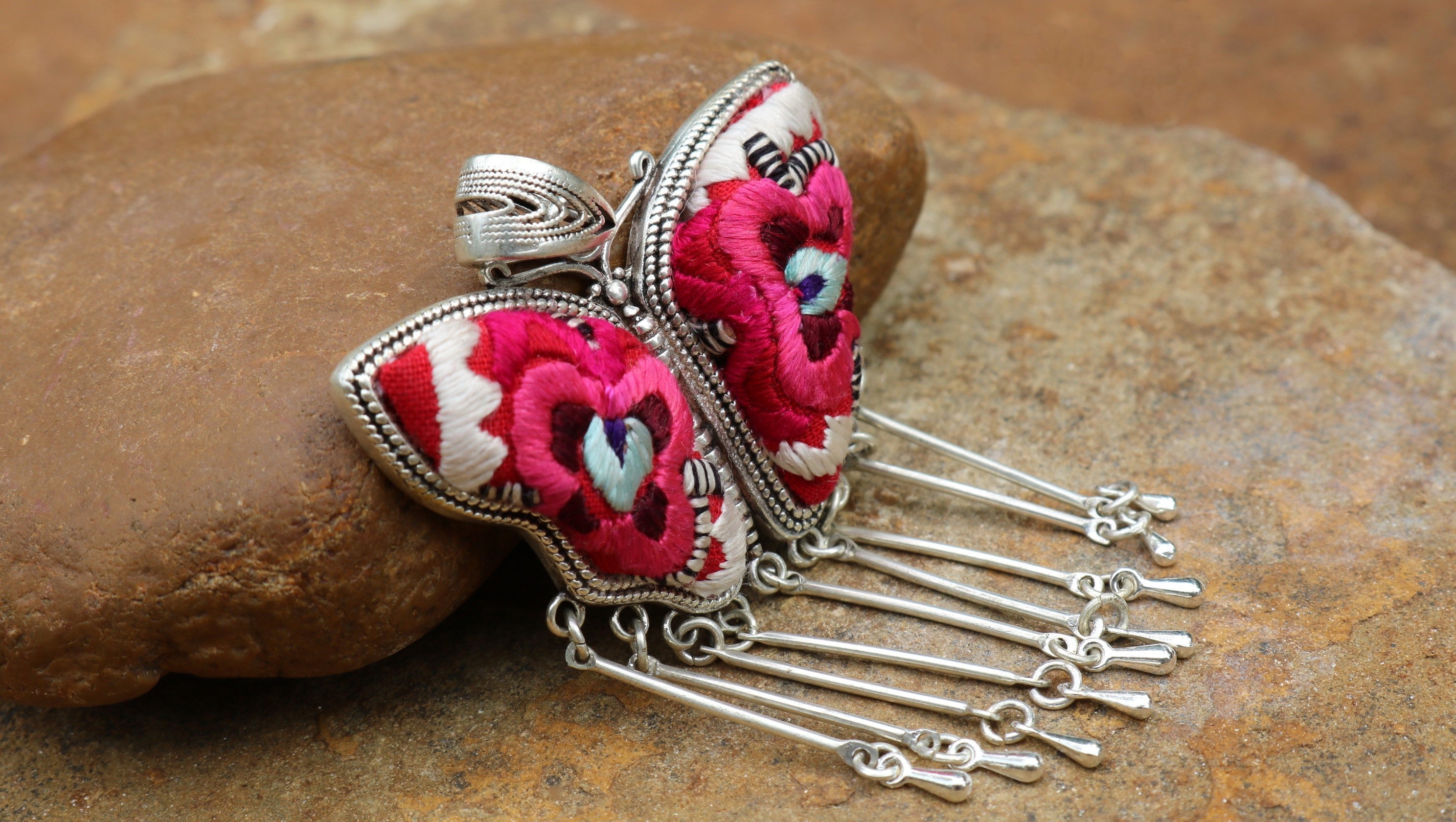 Butterfly Mother’s Whisper Embroidered Necklace