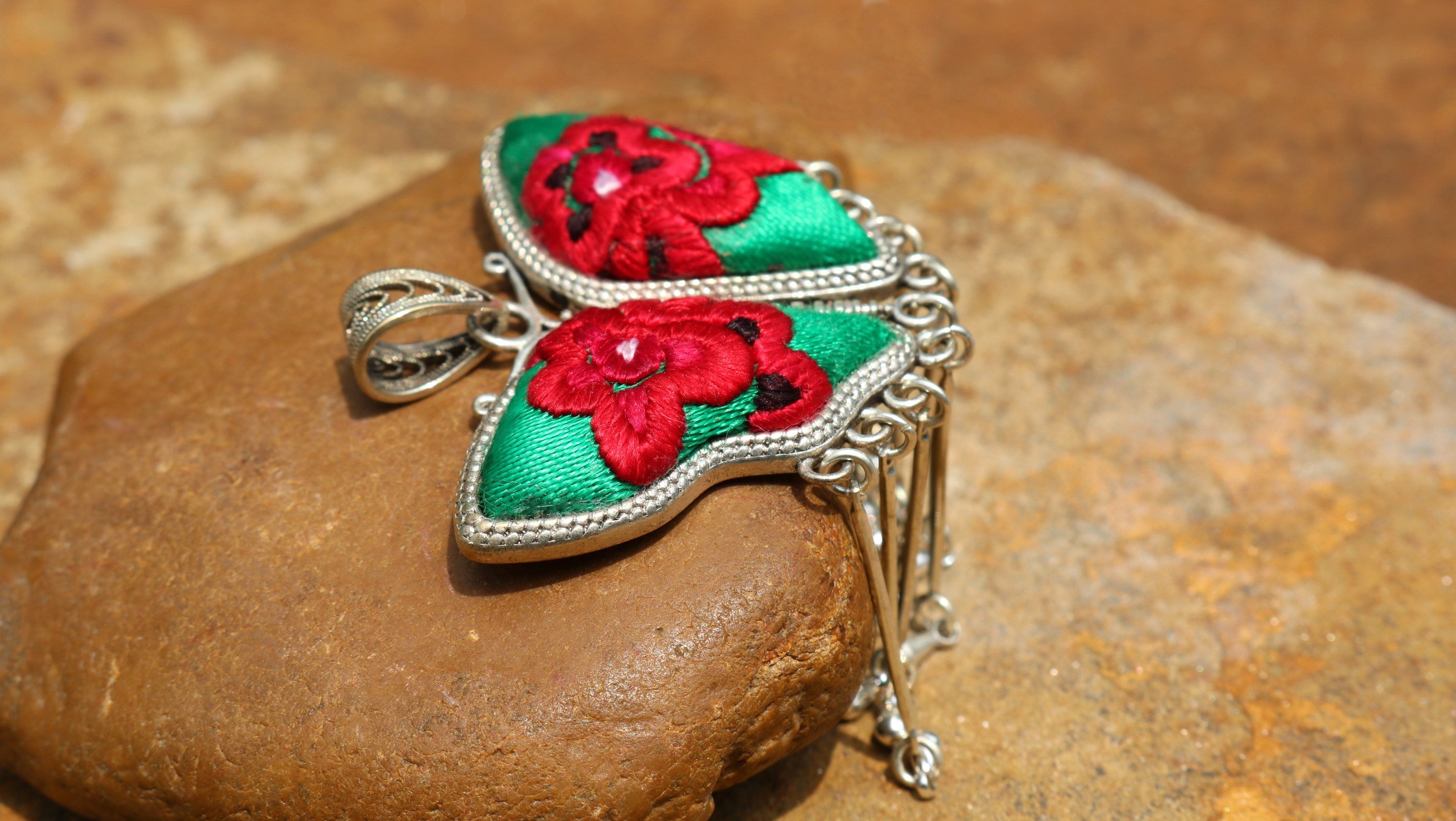 Butterfly Mother’s Whisper Embroidered Necklace