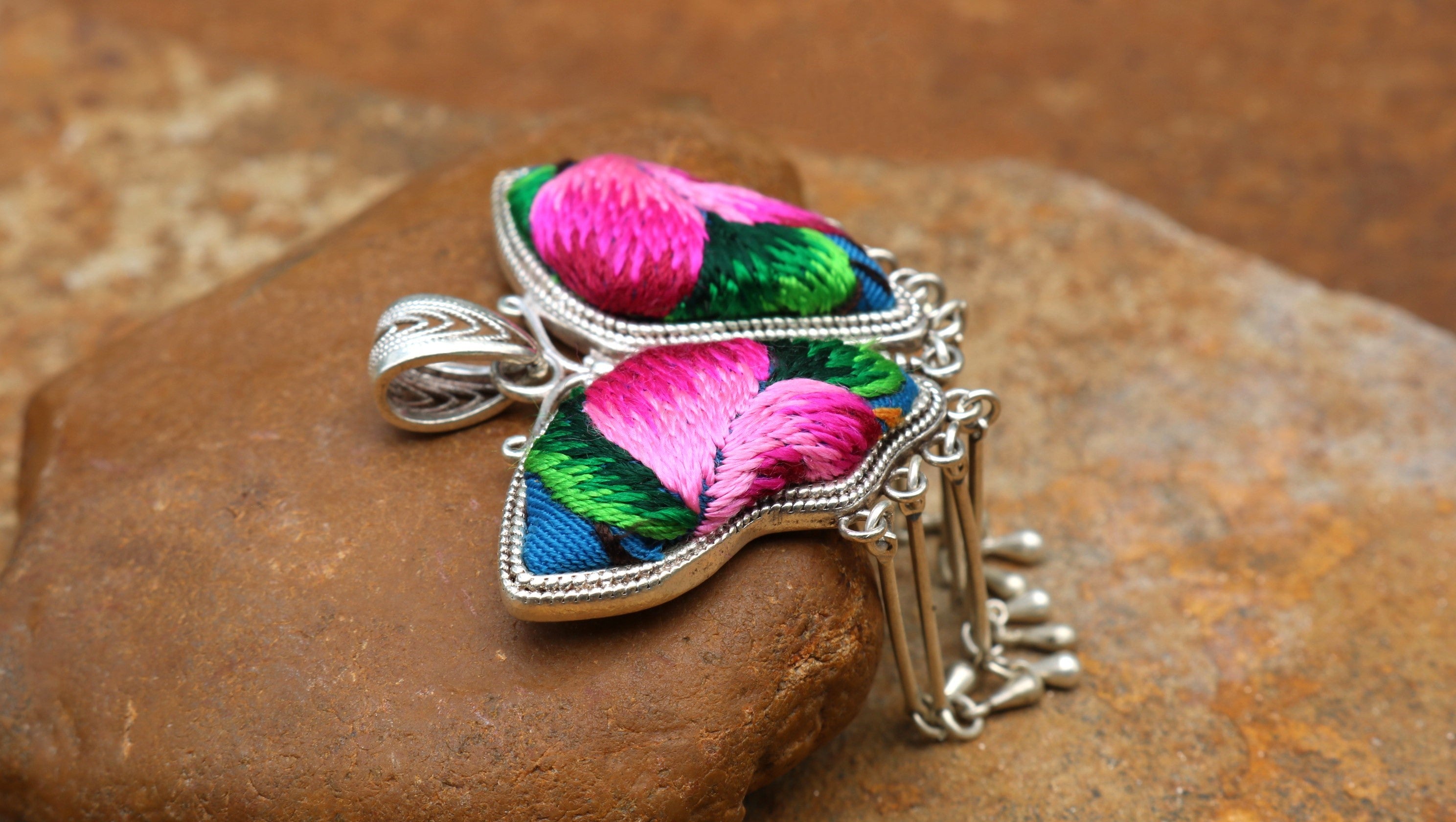 Butterfly Mother’s Whisper Embroidered Necklace