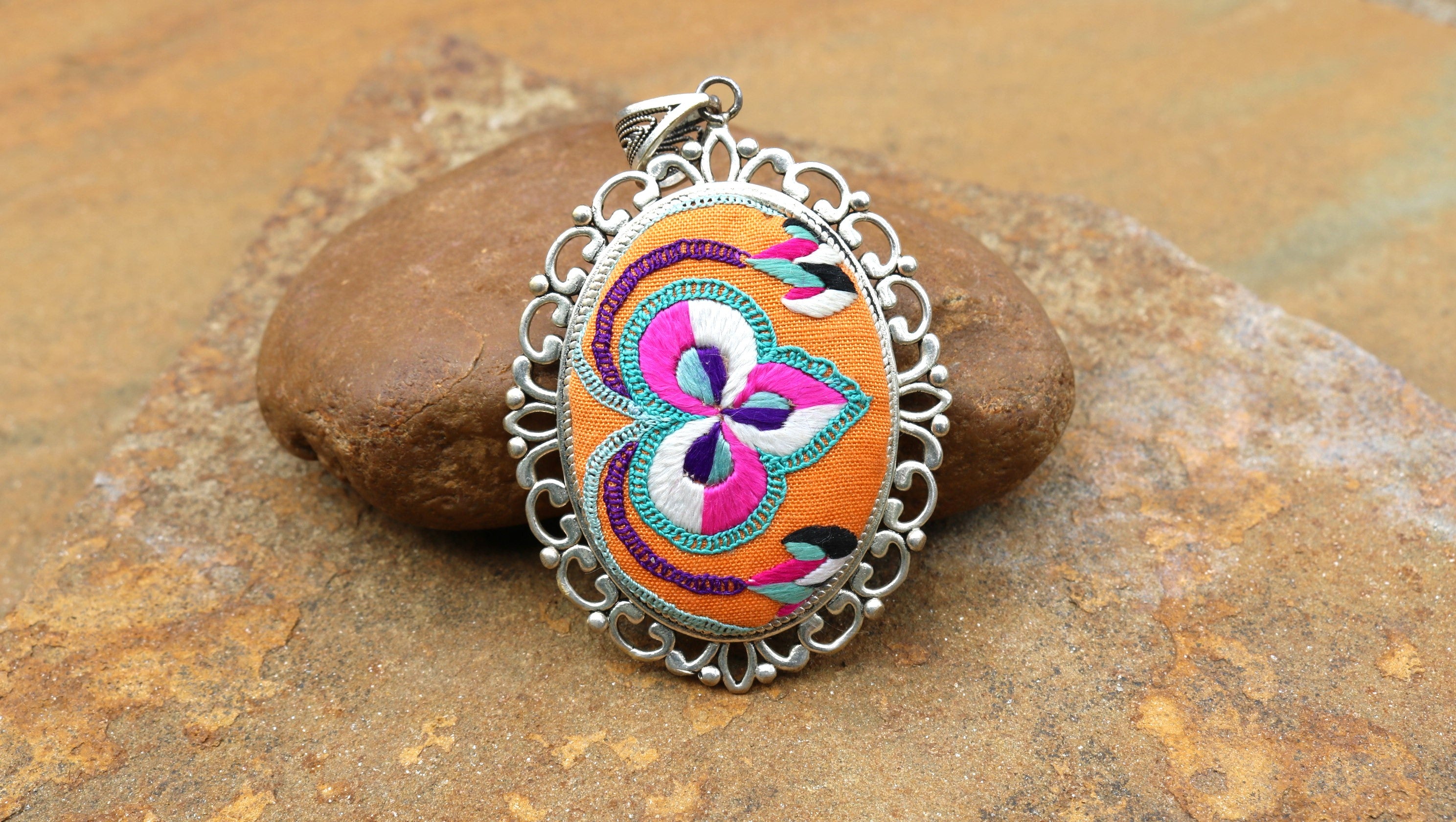 Peace in Bloom Embroidered Necklace