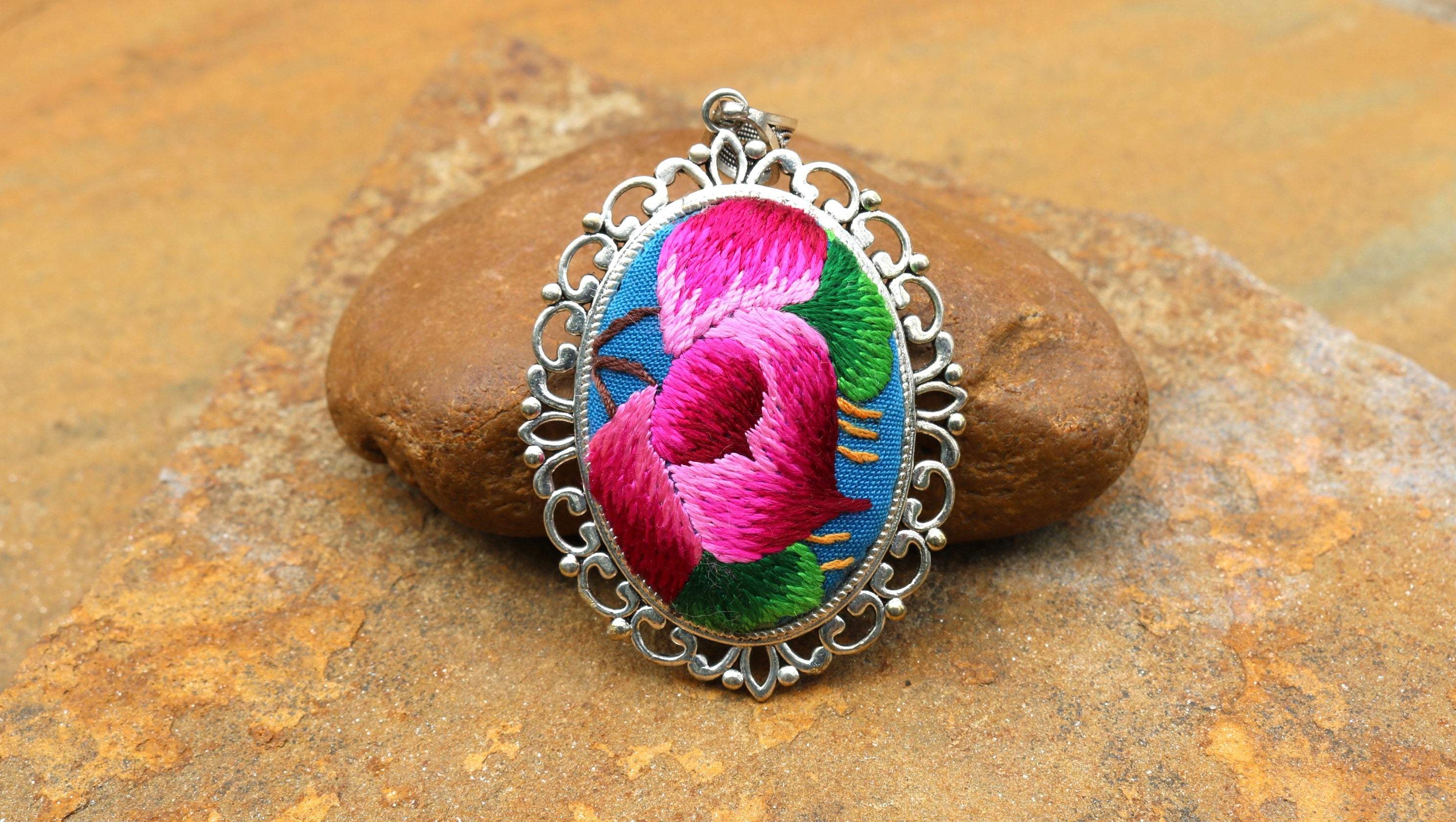 Peace in Bloom Embroidered Necklace