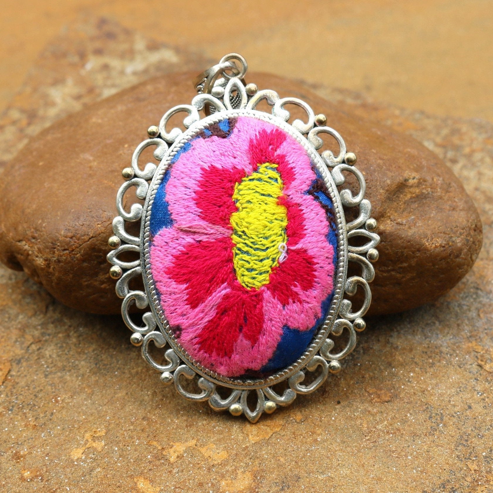 Harmony in Bloom Hand Embroidered Necklace