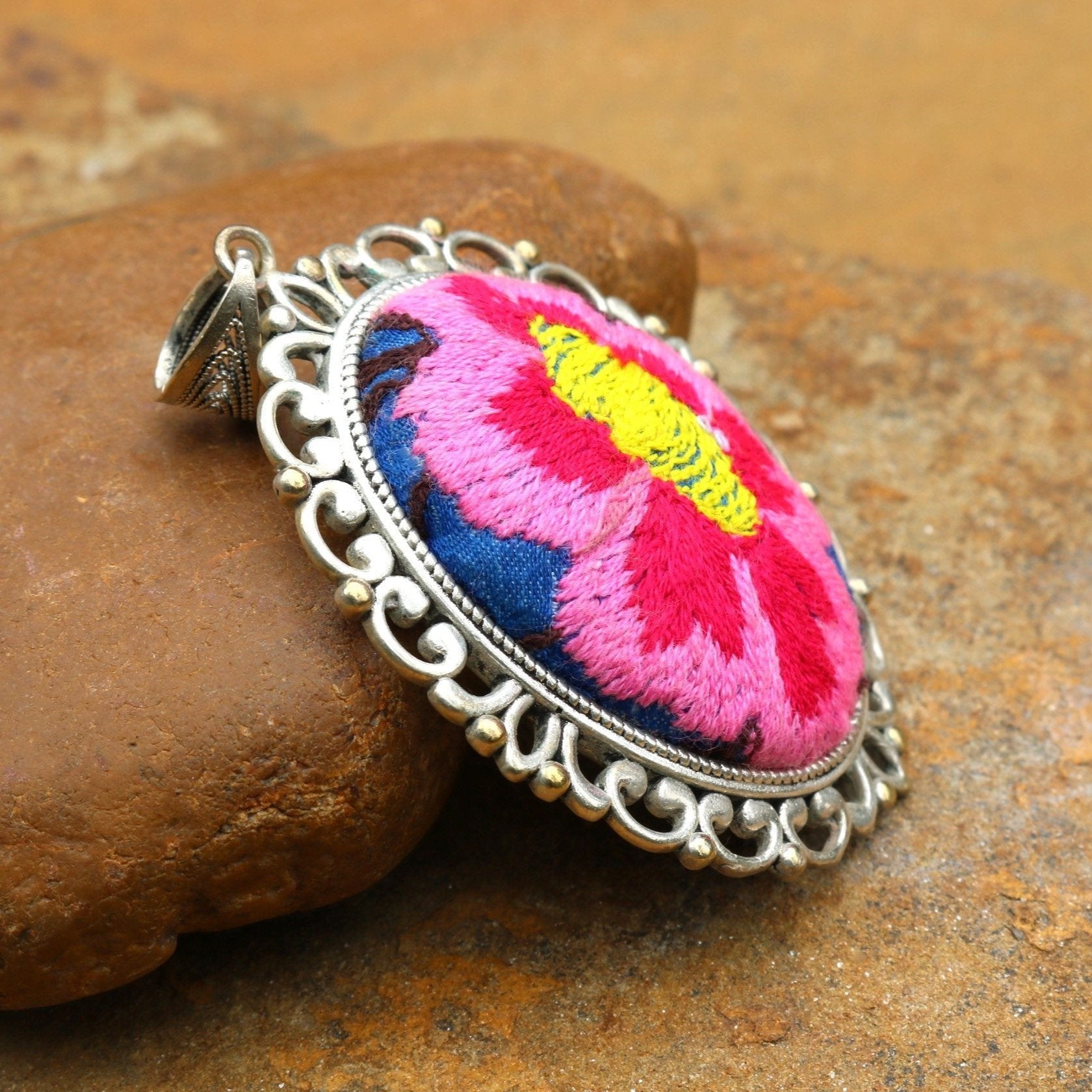 Harmony in Bloom Hand Embroidered Necklace