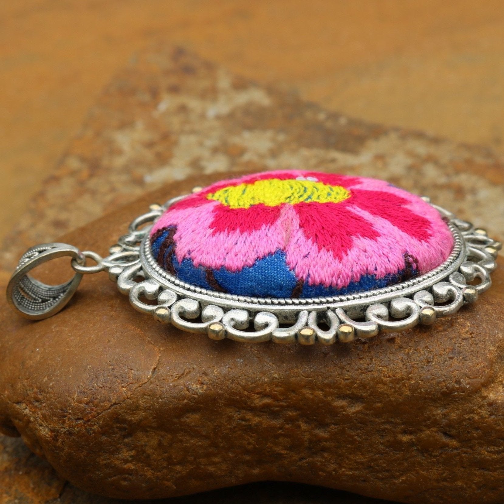 Harmony in Bloom Hand Embroidered Necklace