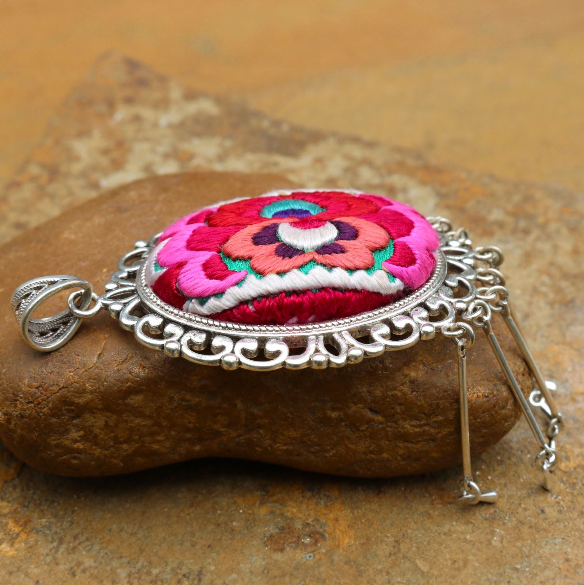 Harmony in Bloom Hand Embroidered Necklace