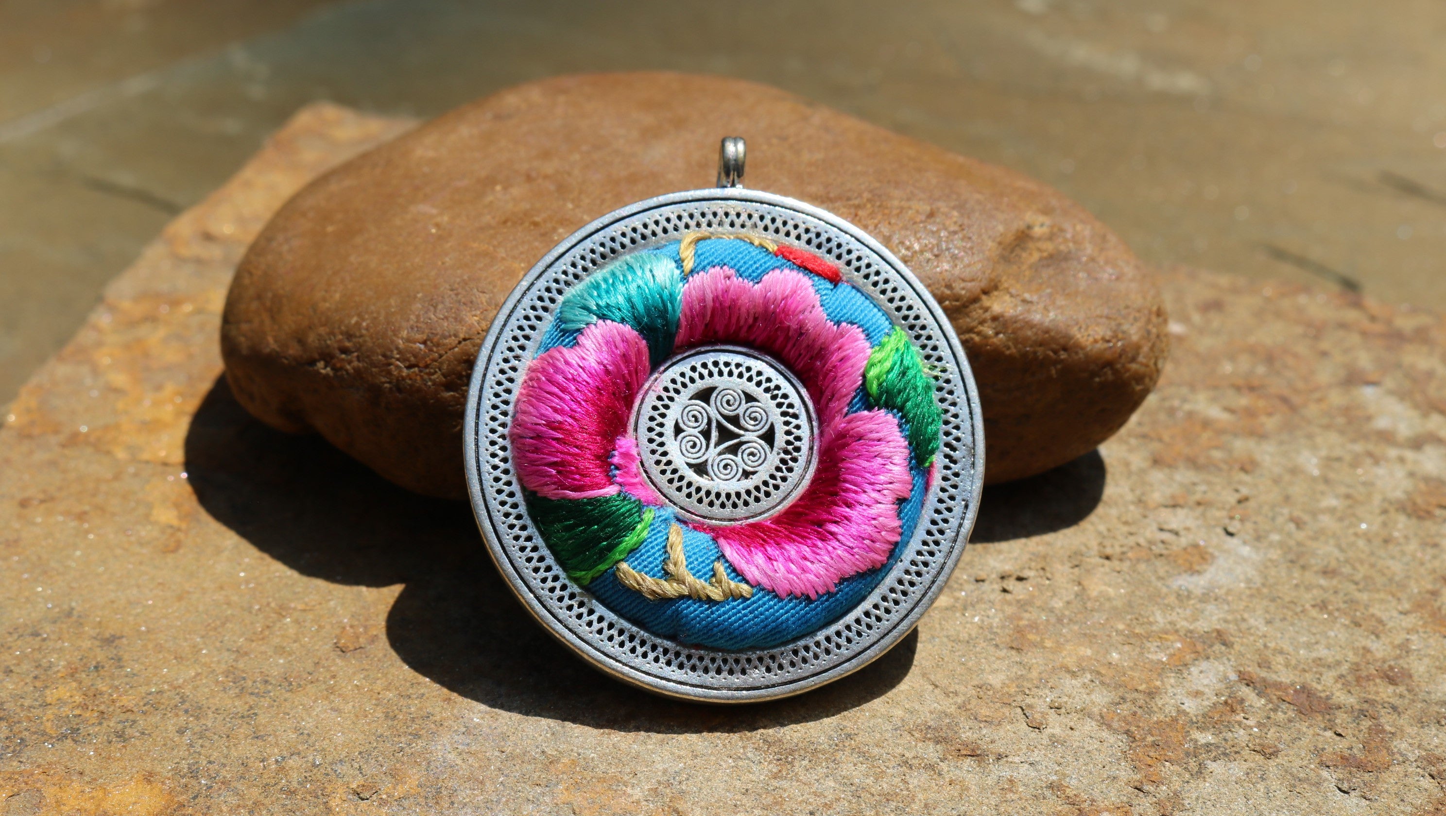 Whispering Filigree Embroidered Necklace