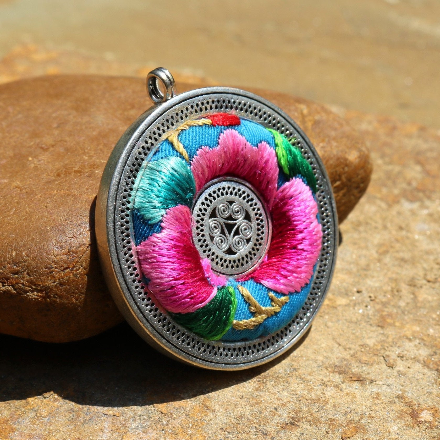 Whispering Filigree Hand Embroidered Necklace