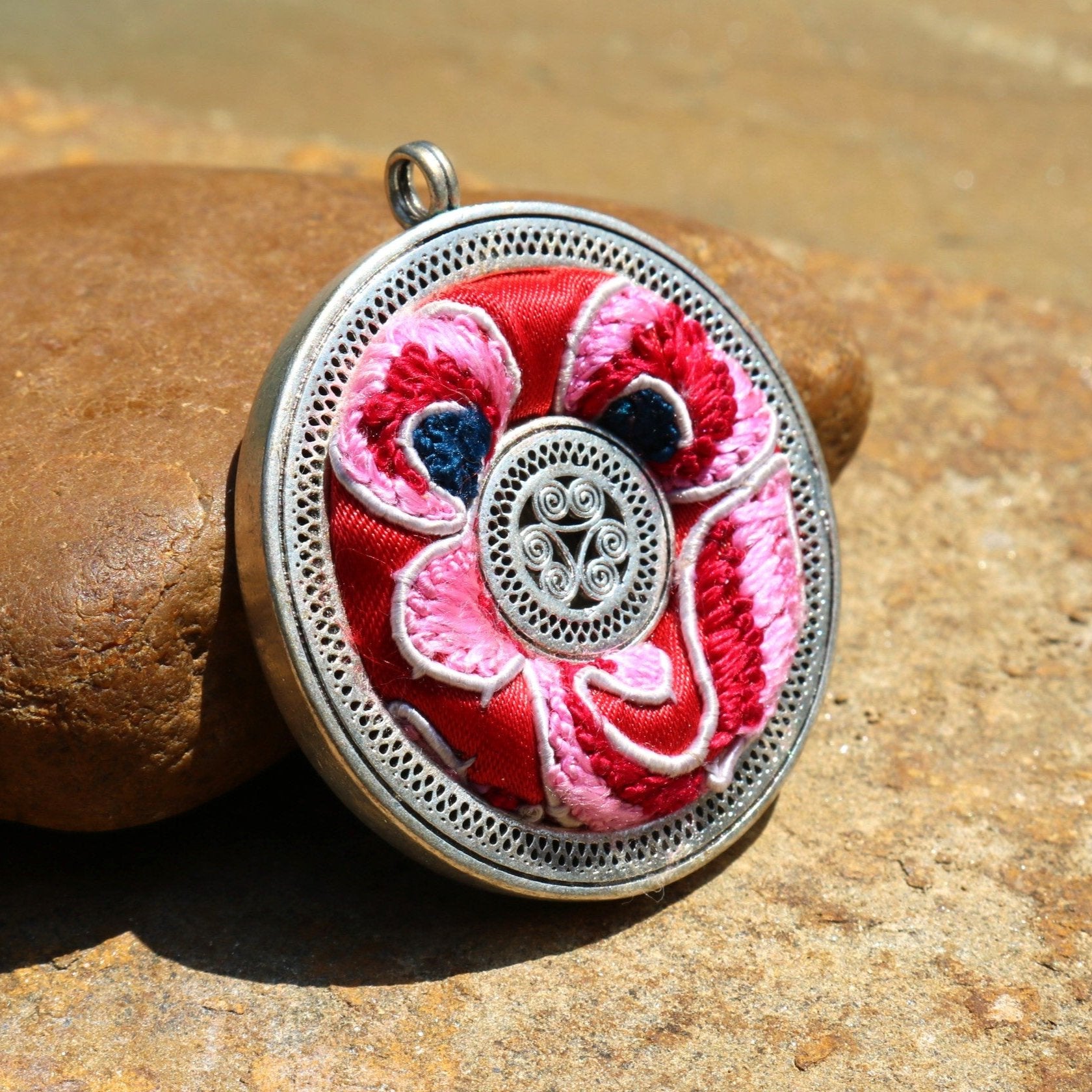 Whispering Filigree Hand Embroidered Necklace