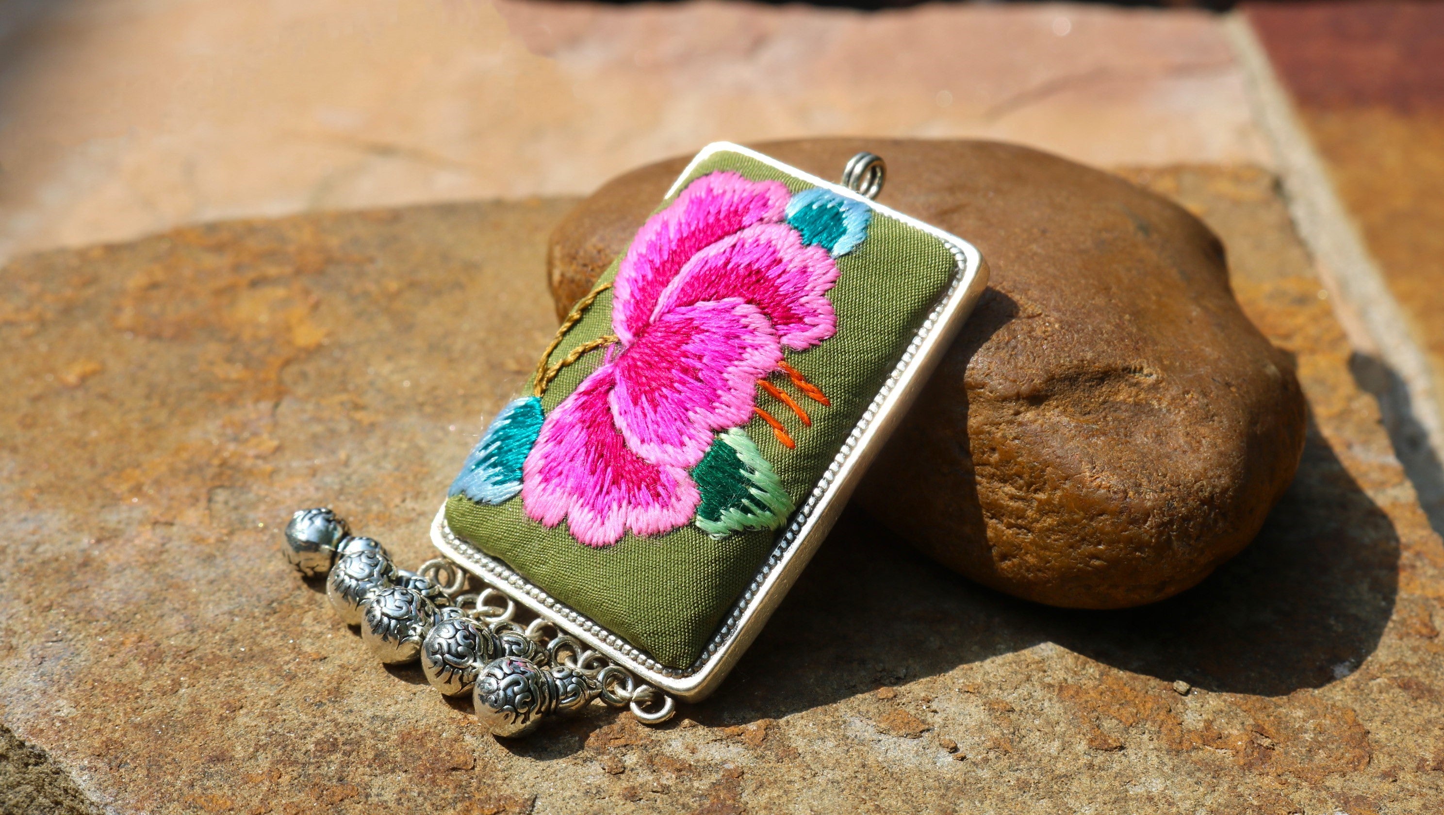 Fortune Tablet Embroidered Necklace