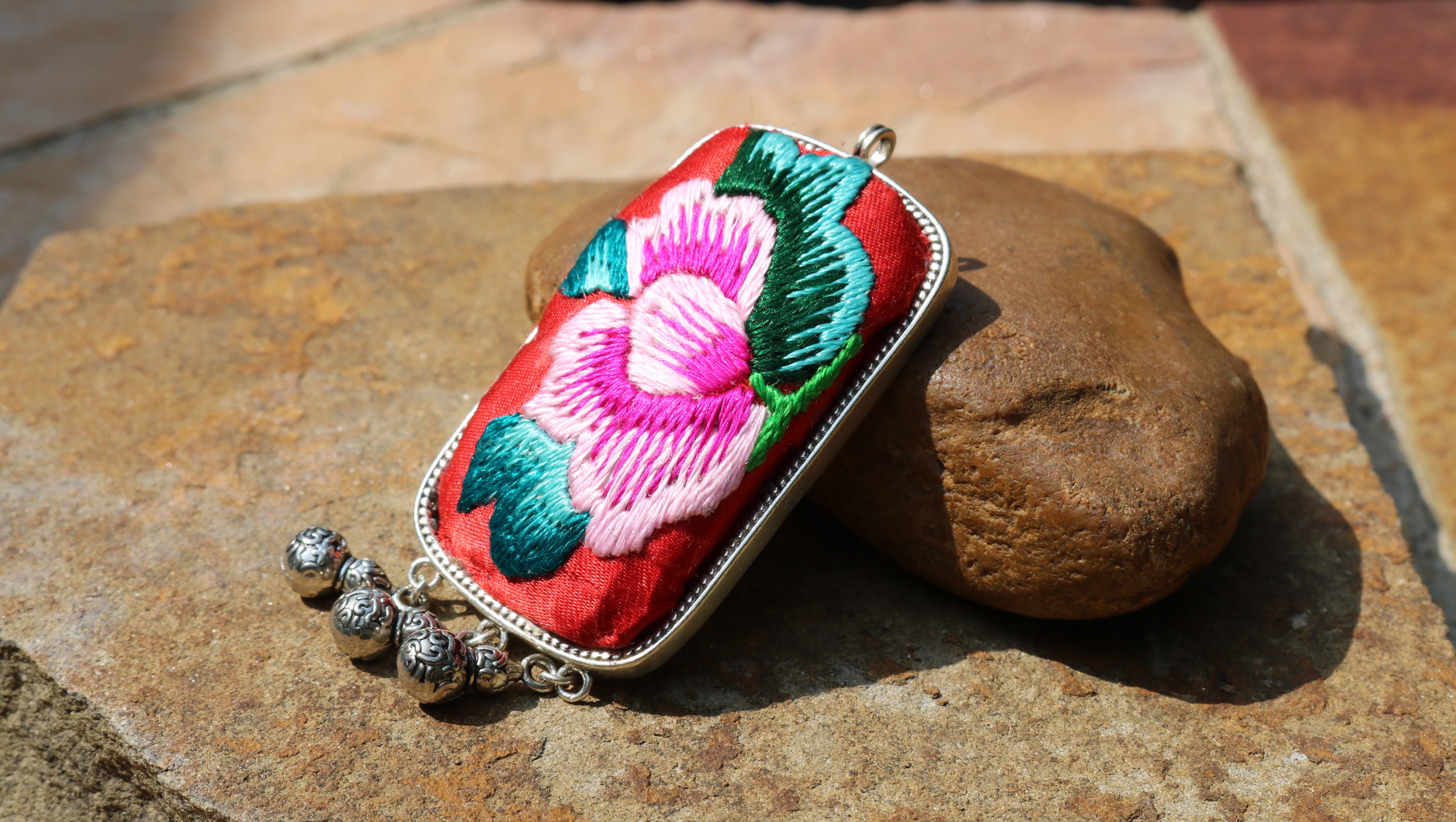 Fortune Tablet Embroidered Necklace