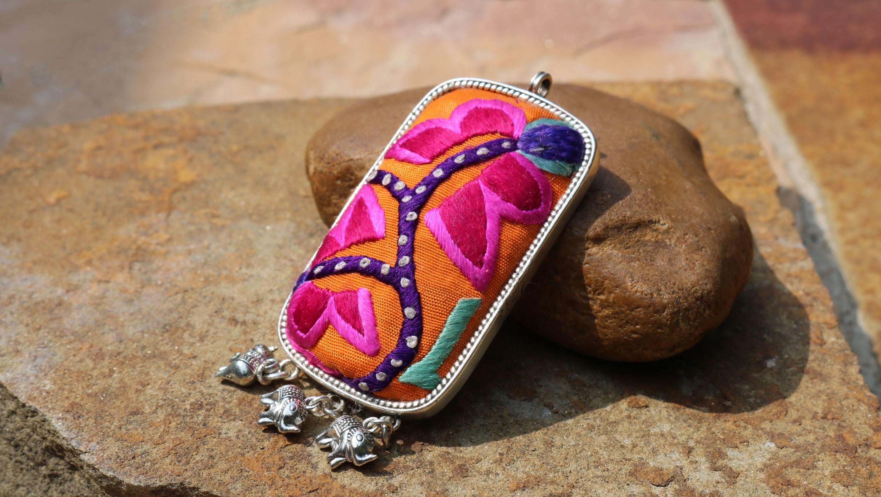 Fortune Tablet Embroidered Necklace